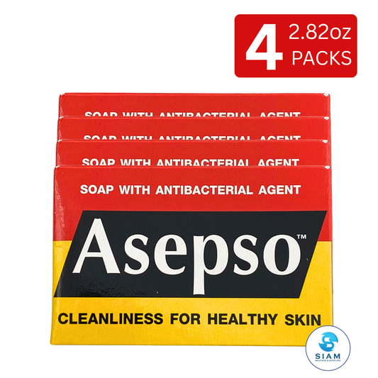 (4-Pack) Asepso Soap with Antibacterial Agent 80g (2.82 oz) สบู่อาเซปโซ สบู่เพื่อสุขภาพ