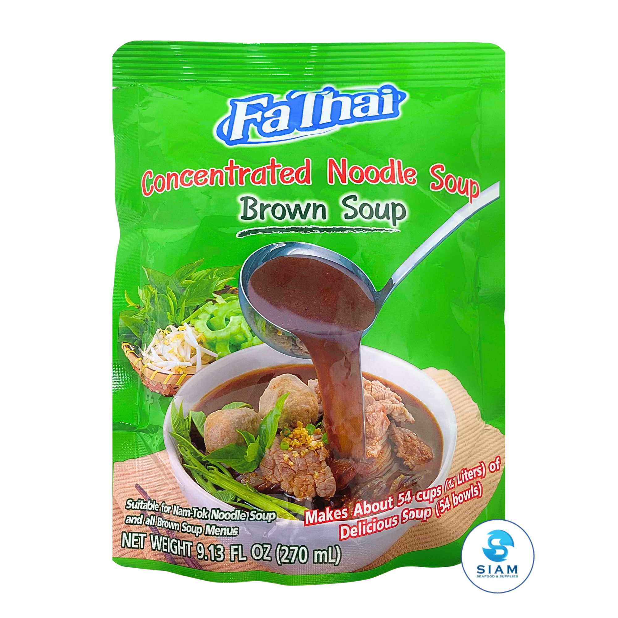 FaThai Concentrated Noodle Soup, Brown Soup (9.13 fl oz) น้ำก๋วยเตี๋ยวสำเร็จรูปเข้มข้น น้ำข้น ฟ้าไทย