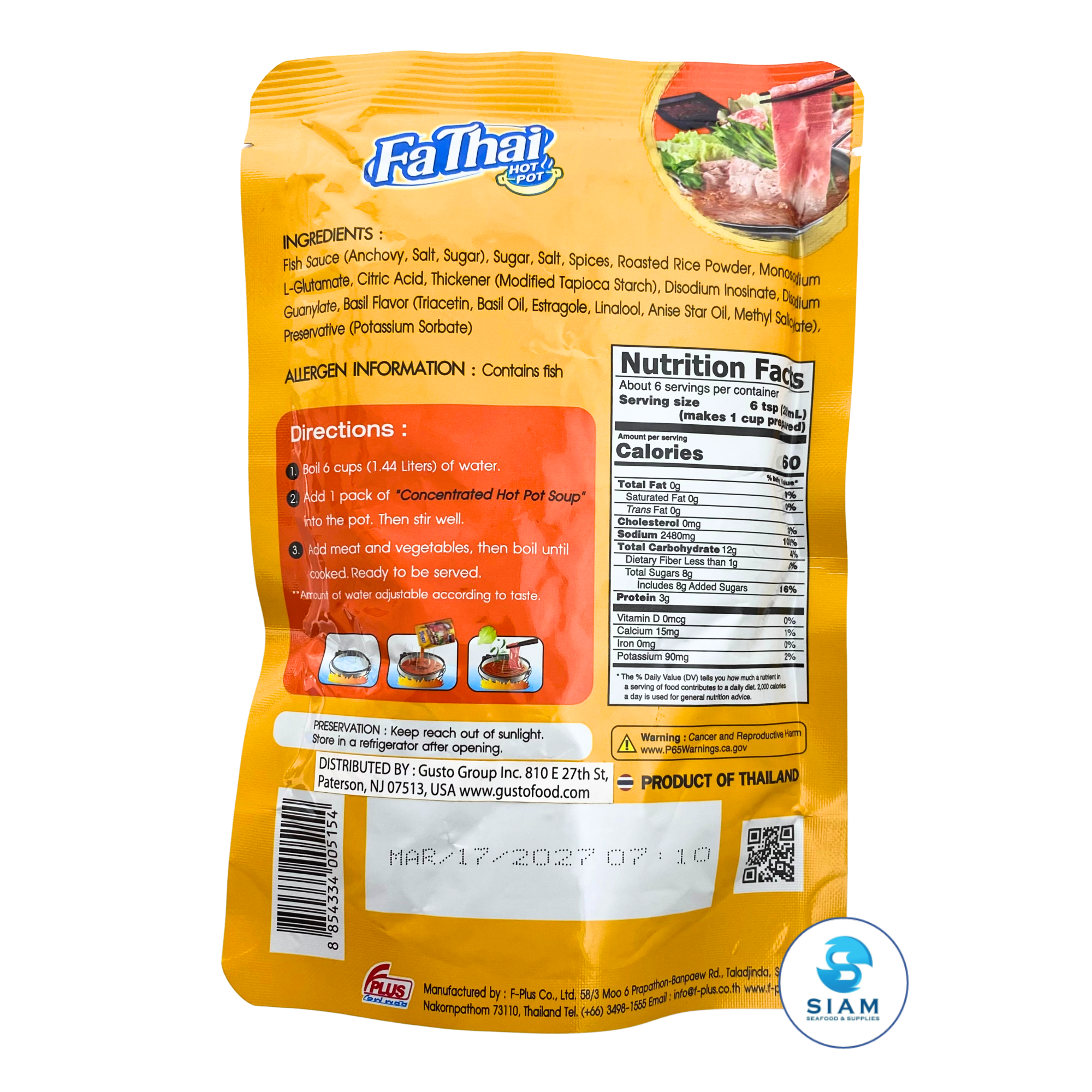 FaThai Concentrated Jaew Hon Thai Hot Pot Soup (5.75 fl oz) น้ำซุปแจ่วฮ้อนเข้มข้นกึ่งสำเร็จรูป ฟ้าไทย
