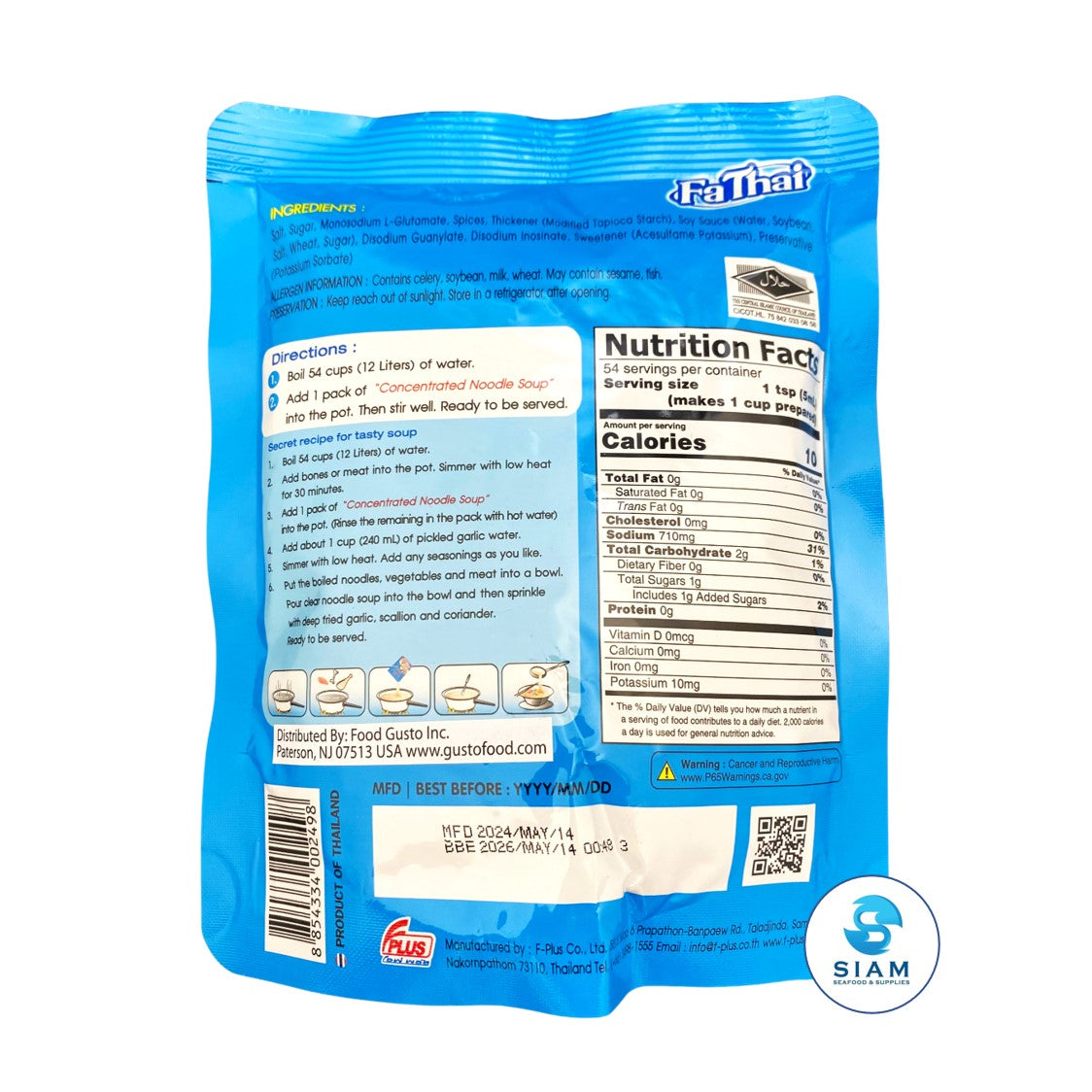 FaThai Concentrated Noodle Soup, Clear Soup (9.13 fl oz) น้ำก๋วยเตี๋ยวสำเร็จรูปเข้มข้น น้ำใส ฟ้าไทย