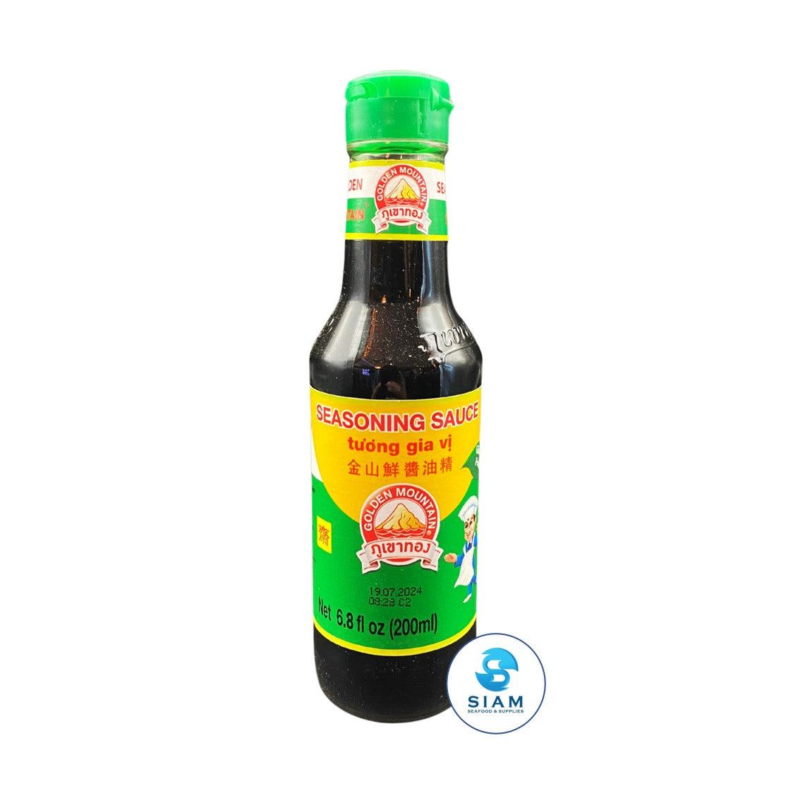 Golden Mountain Seasoning Sauce Green Cap (Soybean Sauce) (6.8 oz) āļāļāļŠāļāļĢāļļāļāļĢāļŠāļāļēāđāļāļĩāļĒāļ§ āļāļĢāļēāļ āļđāđāļāļēāļāļāļ