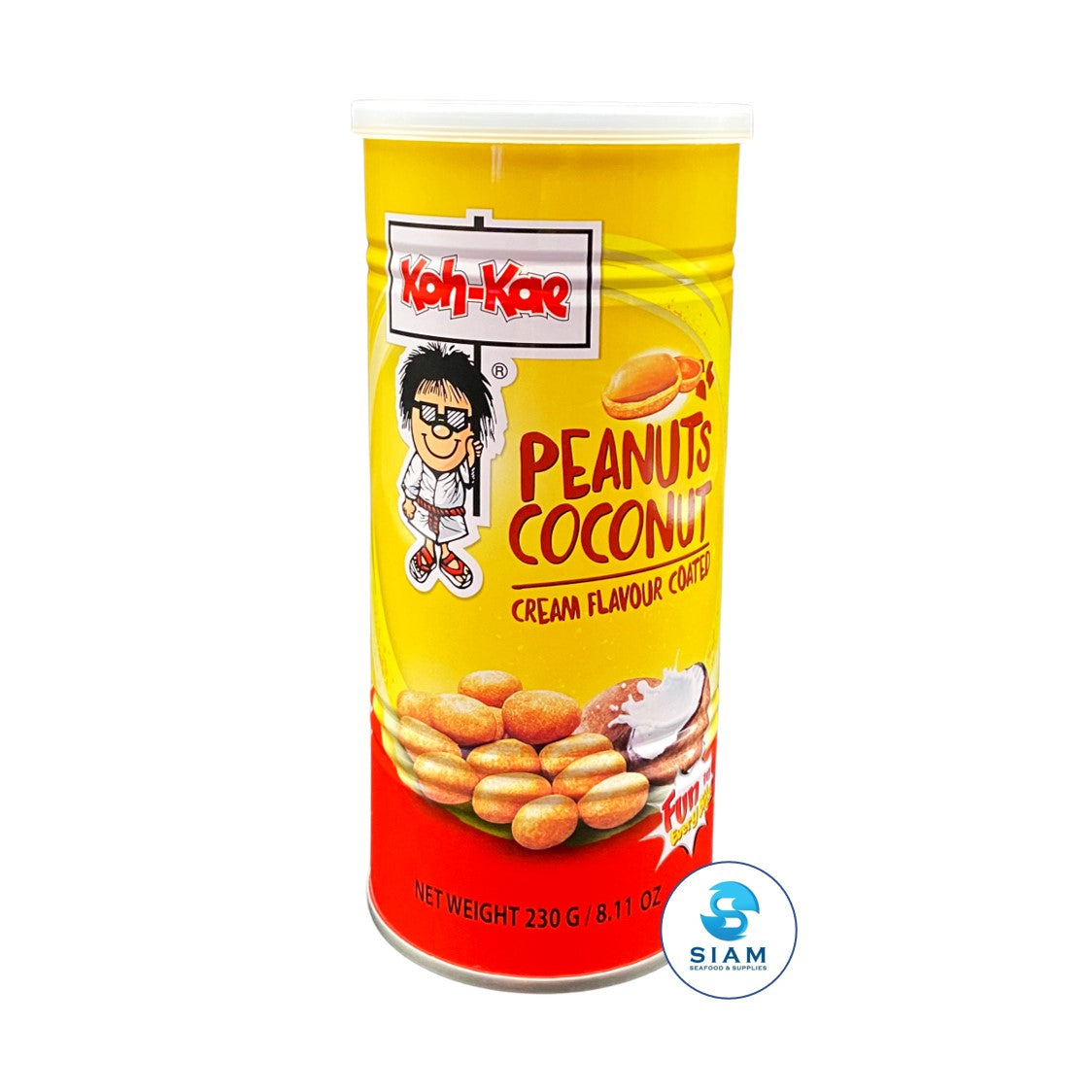 Koh-Kae Peanut Snack, Coconut Cream Flavor Coated (8.11 oz) ถั่วลิสงอบกรอบโก๋แก๋ รสกะทิ