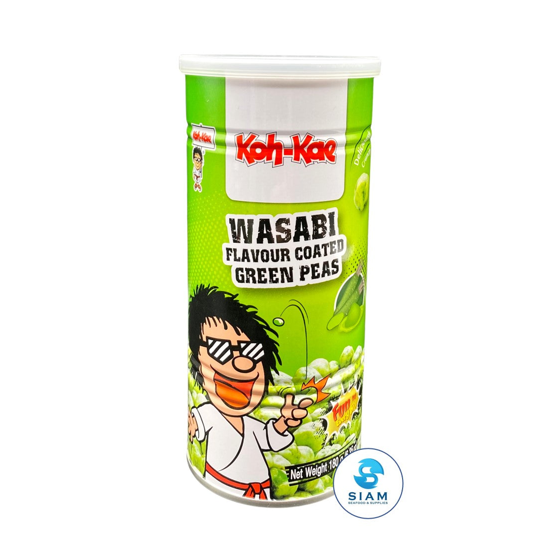 Koh-Kae Wasabi Flavor Coated Green Peas (6.35 oz) ถั่วลันเตาอบกรอบโก๋แก่ รสวาซาบิ
