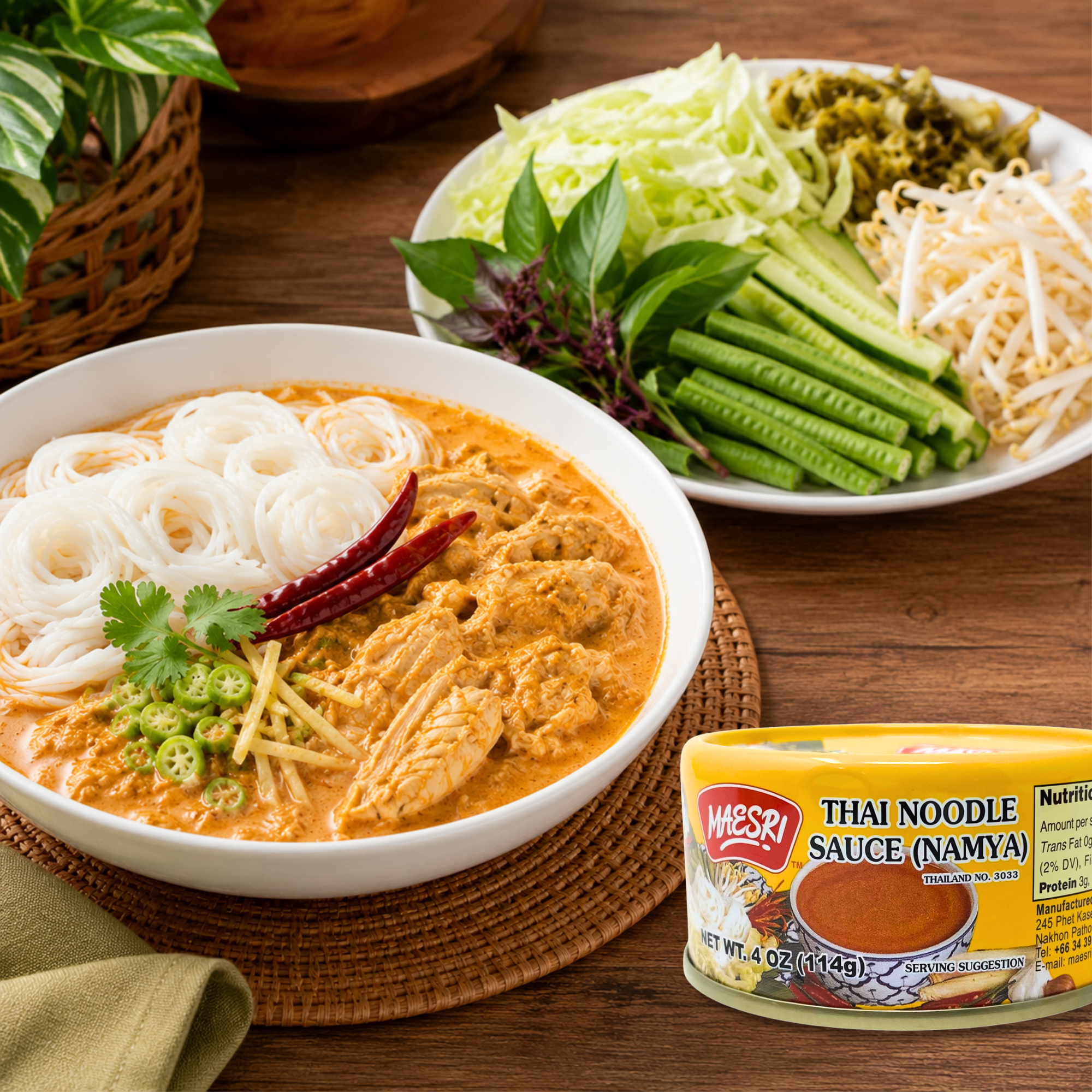 MaeSri Thai Noodle Sauce (Namya), Gluten-Free (4 oz) เครื่องแกงขนมจีนน้ำยา แม่ศรี