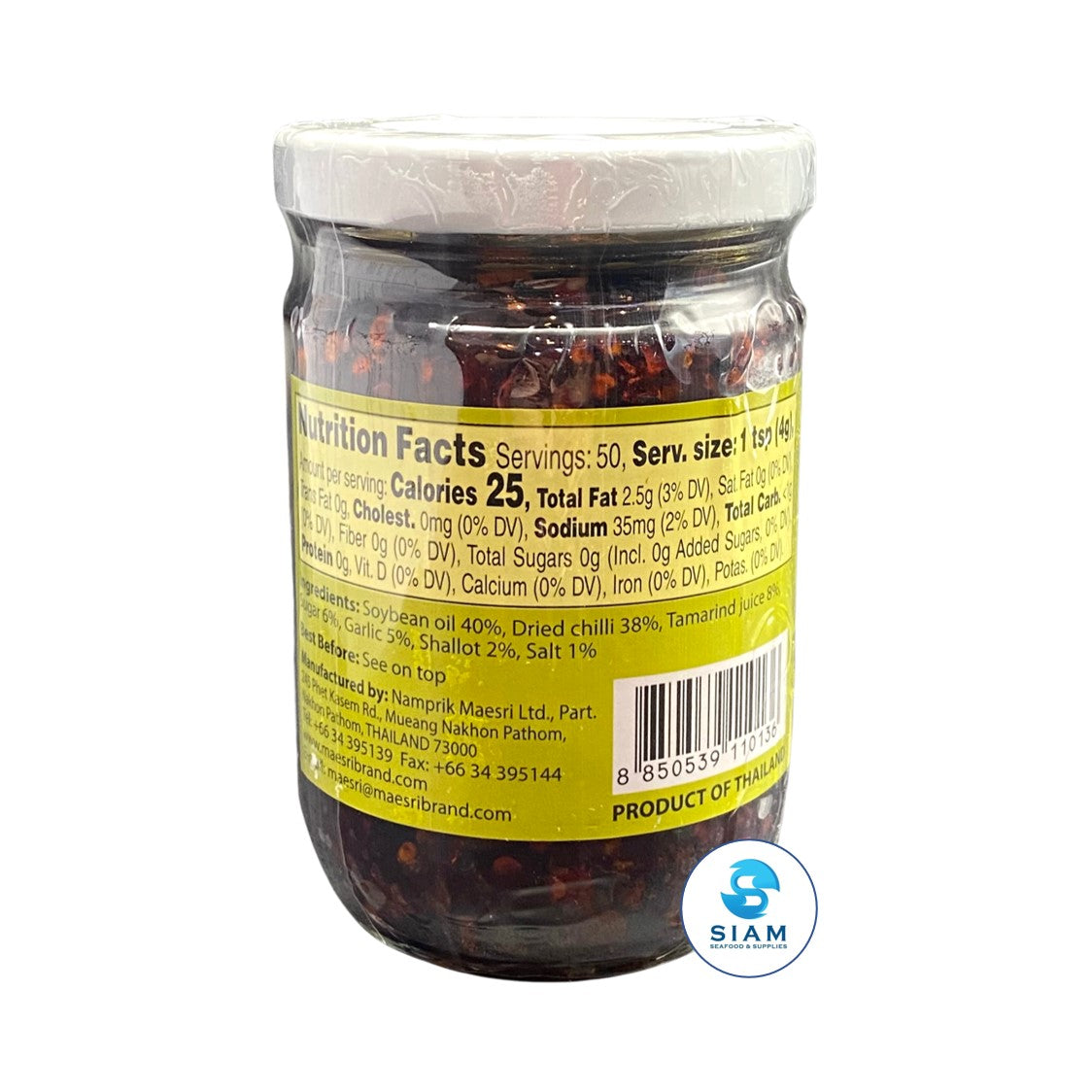 MaeSri Ground Chili in Soya Bean Oil (7 oz) āļāļĢāļīāļāļāļāļāđāļāļāđāļģāļĄāļąāļāļāļąāđāļ§āđāļŦāļĨāļ·āļāļ āđāļĄāđāļĻāļĢāļĩ