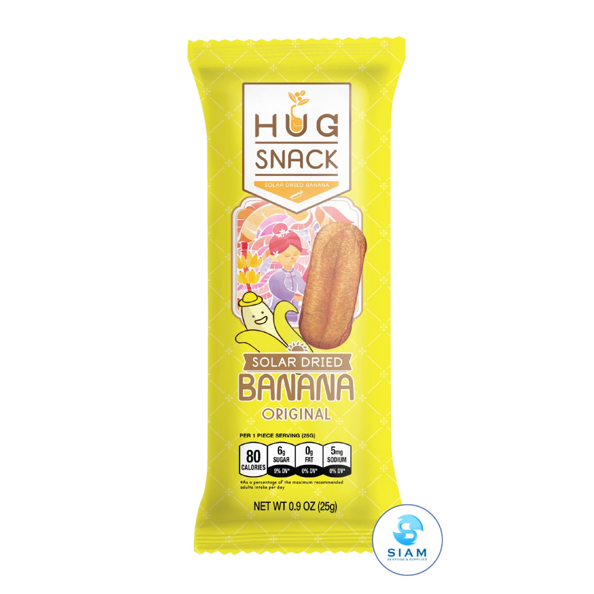 Hug Snack Solar Dried Banana Original (0.9 oz) กล้วยตากอบแห้งพลังงานแสงอาทิตย์ รสออริจินัล ตราฮักสแน็ค