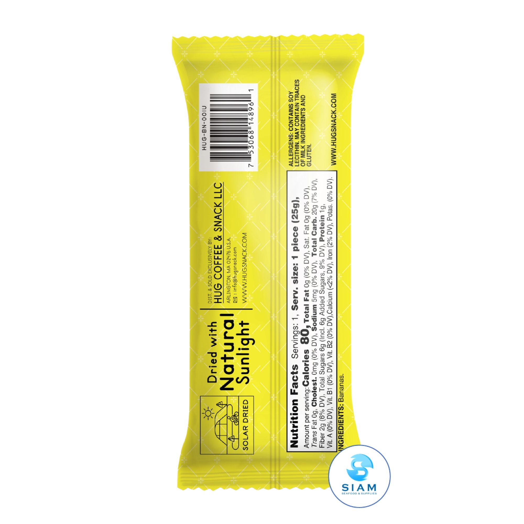 Hug Snack Solar Dried Banana Original (0.9 oz) กล้วยตากอบแห้งพลังงานแสงอาทิตย์ รสออริจินัล ตราฮักสแน็ค