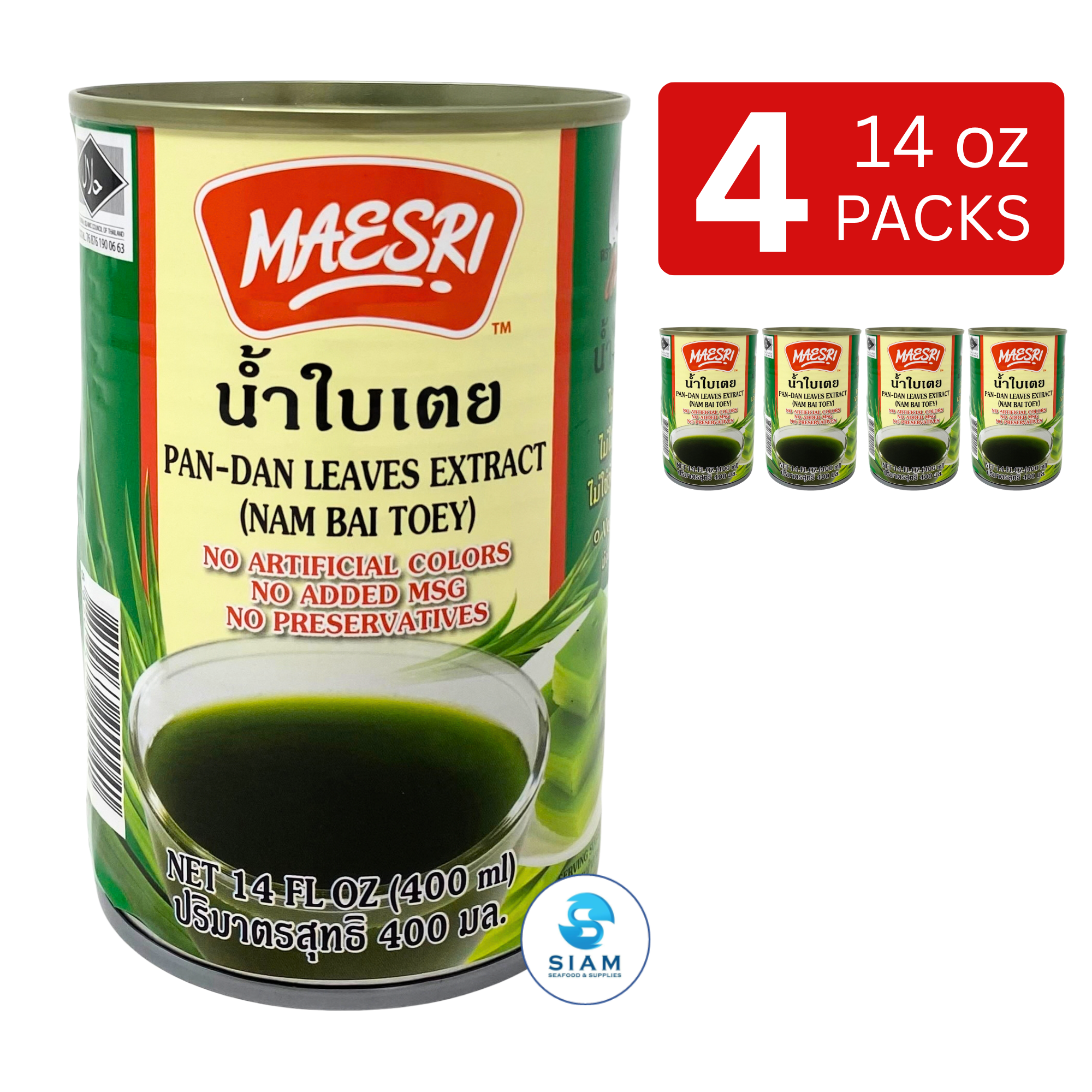 Maesri Thai Pandan Leaves Extract (Nam Bai Toey) (14 oz) น้ำใบเตย แม่ศรี