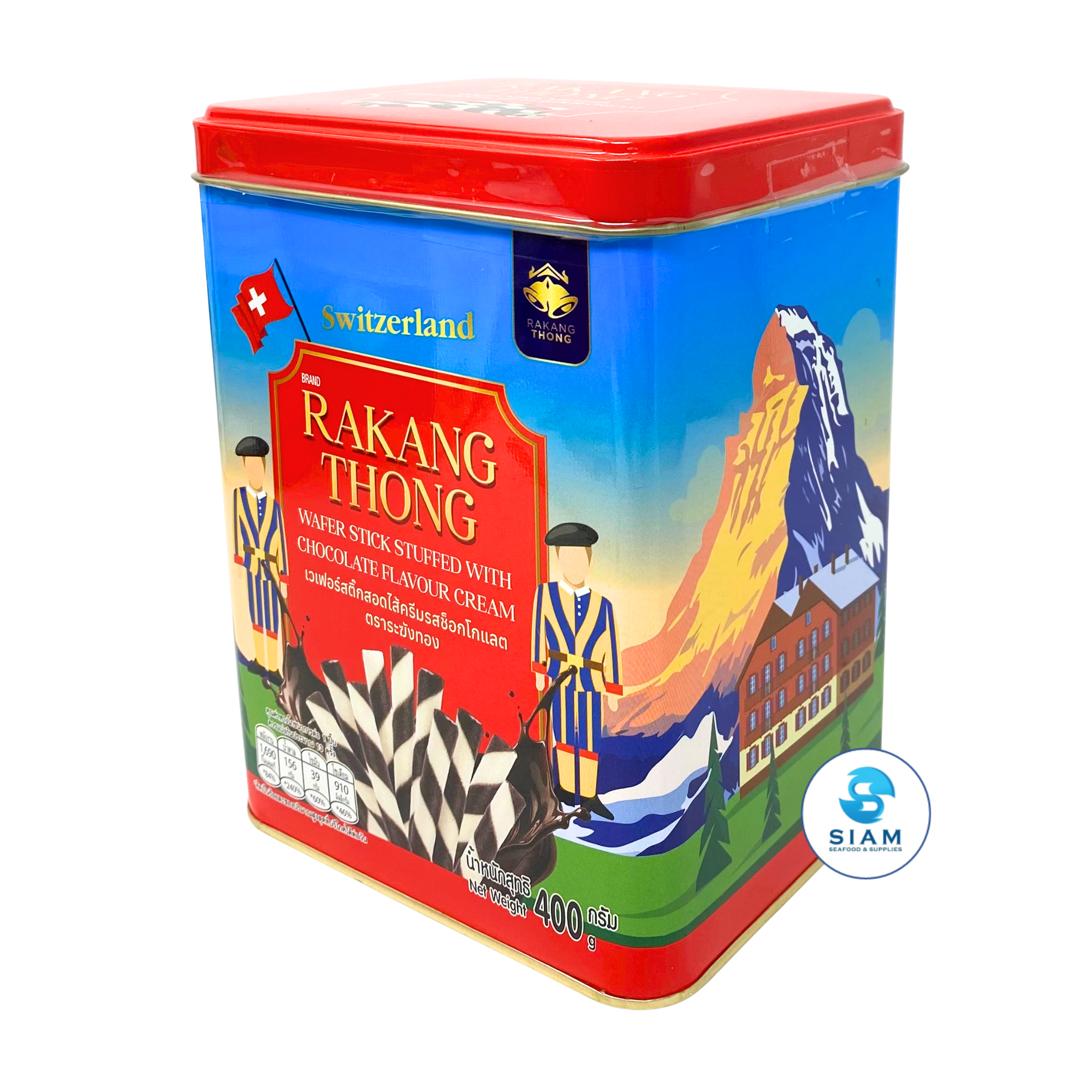 Rakang Thong Brand Wafer Stick Stuffed with Chocolate Flavor Cream (14.1 oz) เวเฟอร์สติ๊กสอดไส้ครีมรสช็อกโกแลต ตราระฆังทอง