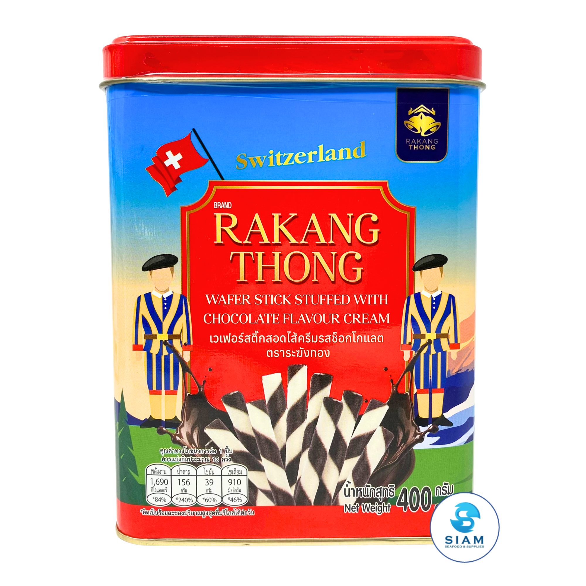 Rakang Thong Brand Wafer Stick Stuffed with Chocolate Flavor Cream (14.1 oz) เวเฟอร์สติ๊กสอดไส้ครีมรสช็อกโกแลต ตราระฆังทอง