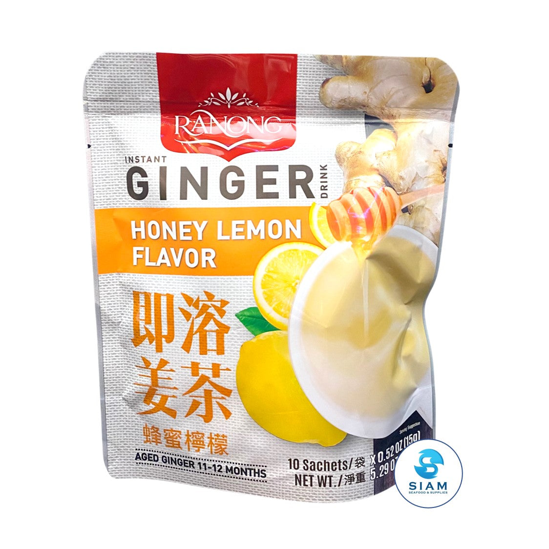 Ranong Instant Ginger Drink, Honey Lemon Flavor (10 Sachets-5.29 Oz) āļāđāļģāļāļīāļāļāļĢāđāļāļĄāļāļ āļĢāļŠāļāđāļģāļāļķāđāļāļāļŠāļĄāļĄāļ°āļāļēāļ§ āļāļĢāļēāđāļĢāļāļāļ