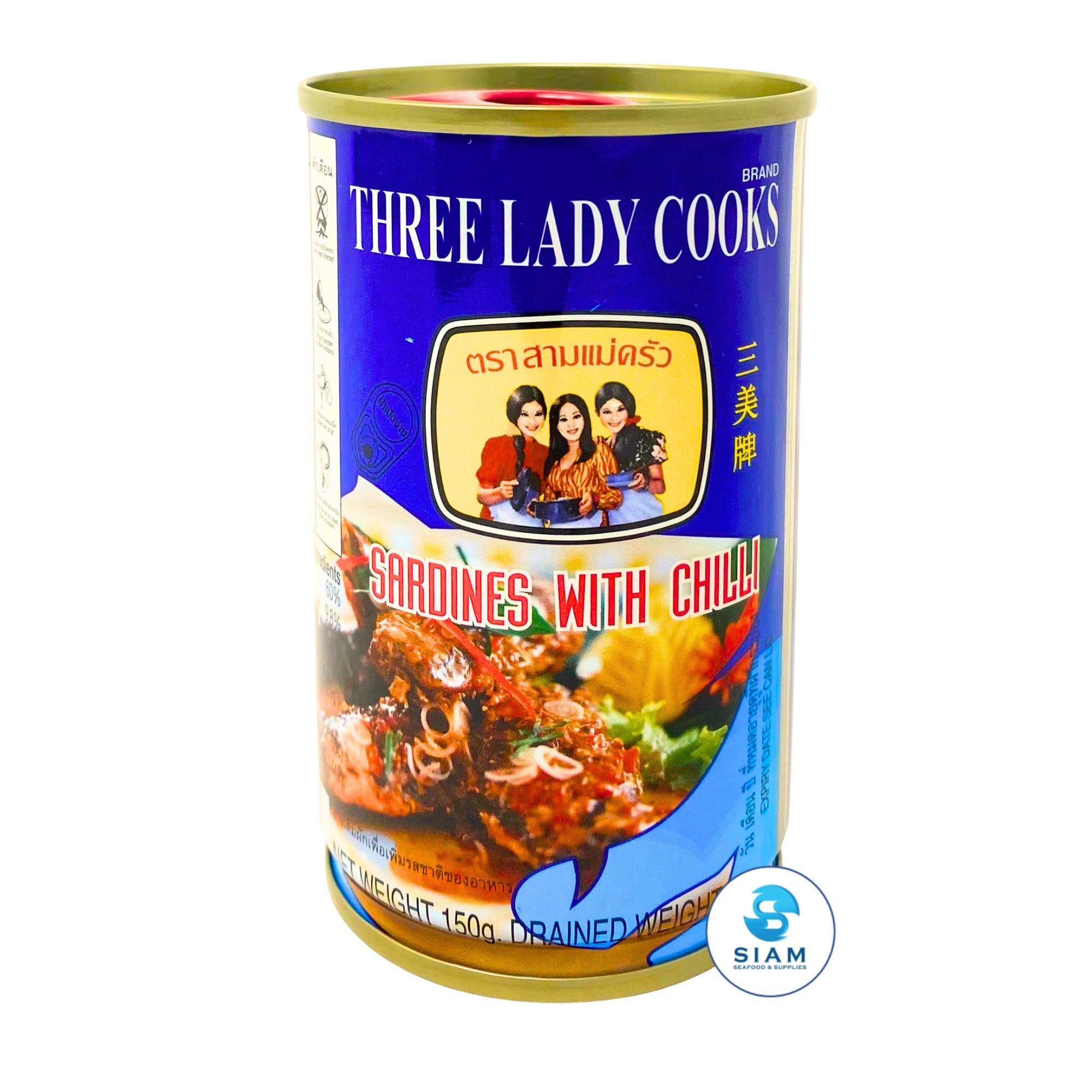 Three Lady Cooks Mackerel in Chili (5.3 oz) ปลาซาร์ดีนราดพริก ตราสามแม่ครัว