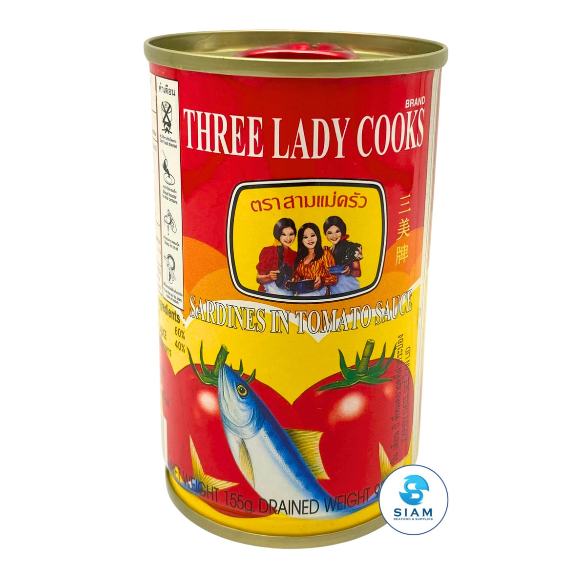 Three Lady Cooks Sardines in Tomato Sauce (5.46 oz) ปลาซาร์ดีนในซอสมะเขือเทศ ตราสามแม่ครัว