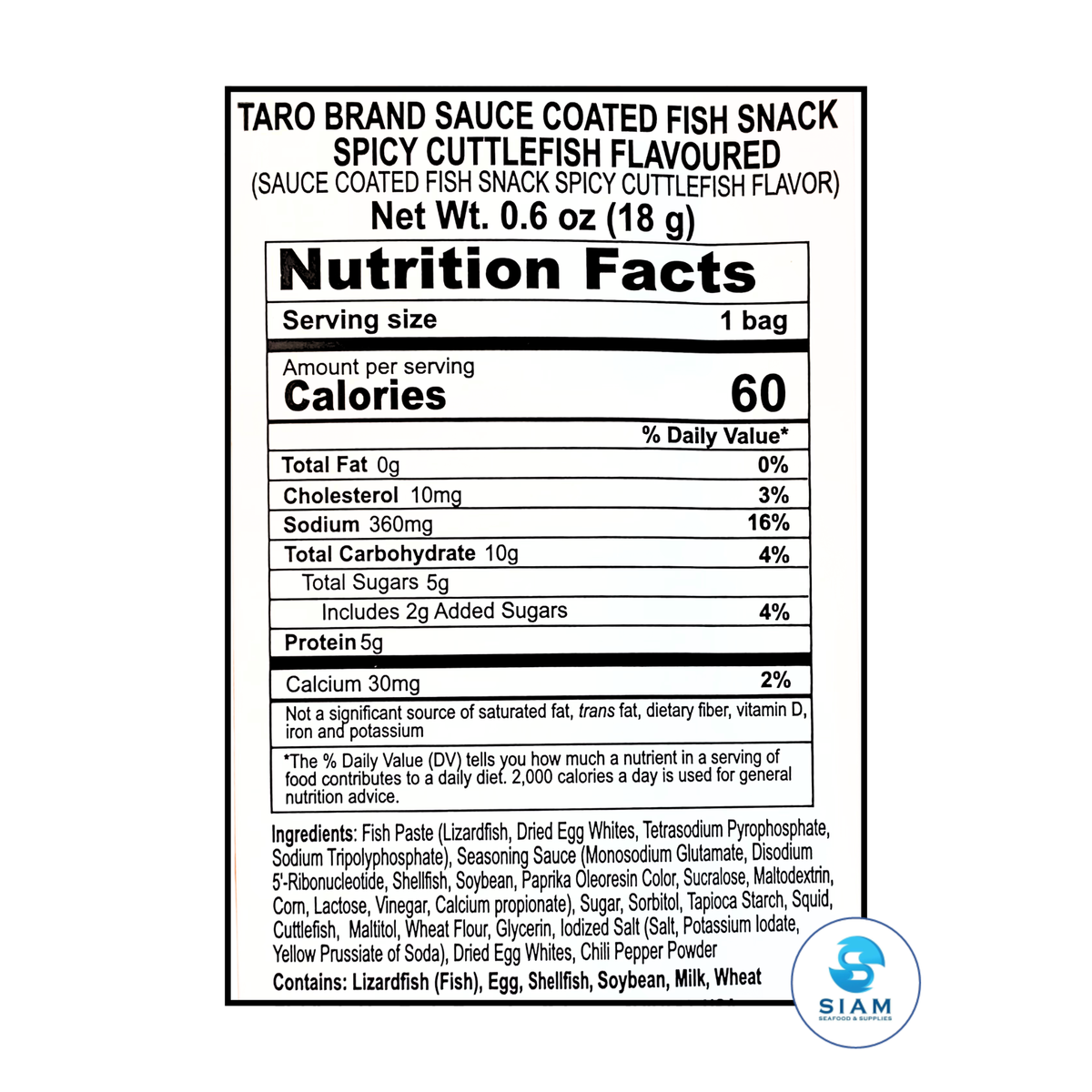 TARO BRAND Spicy Sauce Coated Thai Fish Snack 18g, Spicy Cuttlefish Flavor (0.6 oz) ปลาสวรรค์ ตราทาโร ชุบน้ำจิ้ม รสปลาหมึกเผ็ดน้อย (18g)