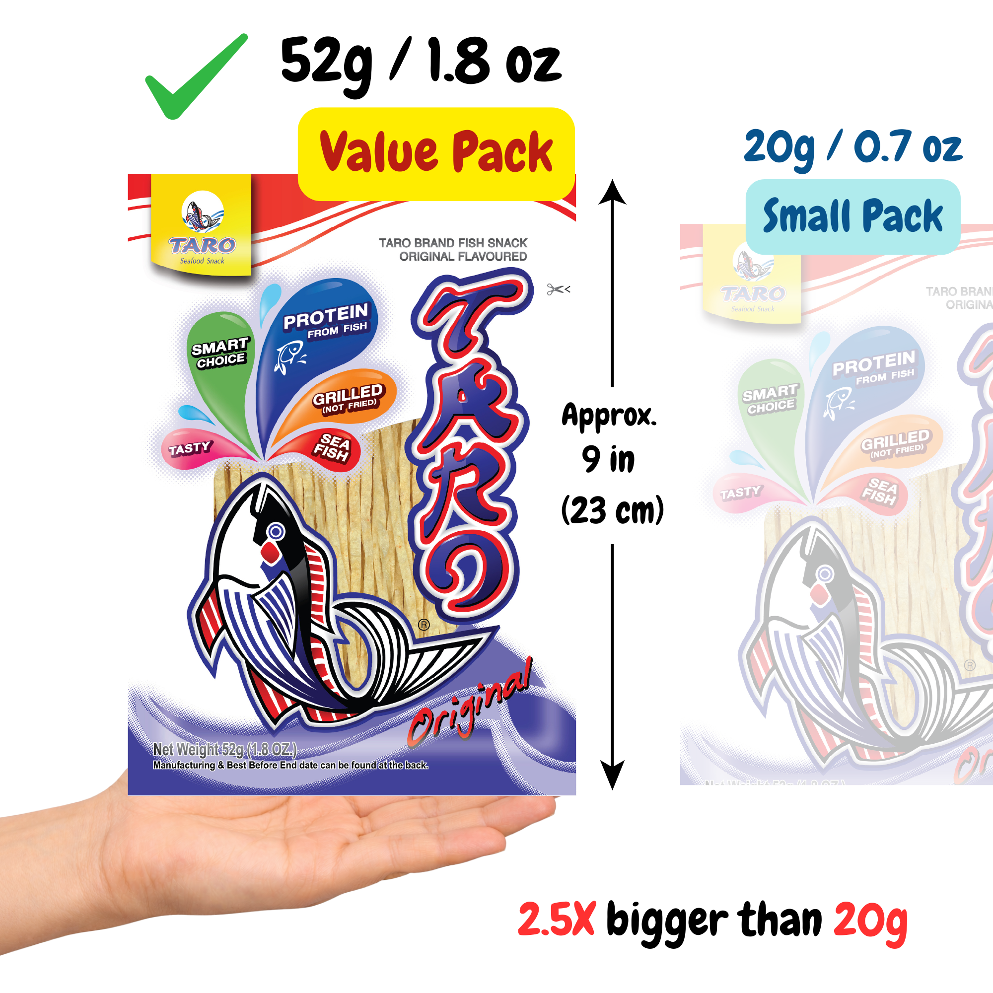 (6-Variety Pack) TARO BRAND Thai Fish Snack 52g (1.8 oz) ปลาสวรรค์ ตราทาโร รวมรส (6 แพ็ค)