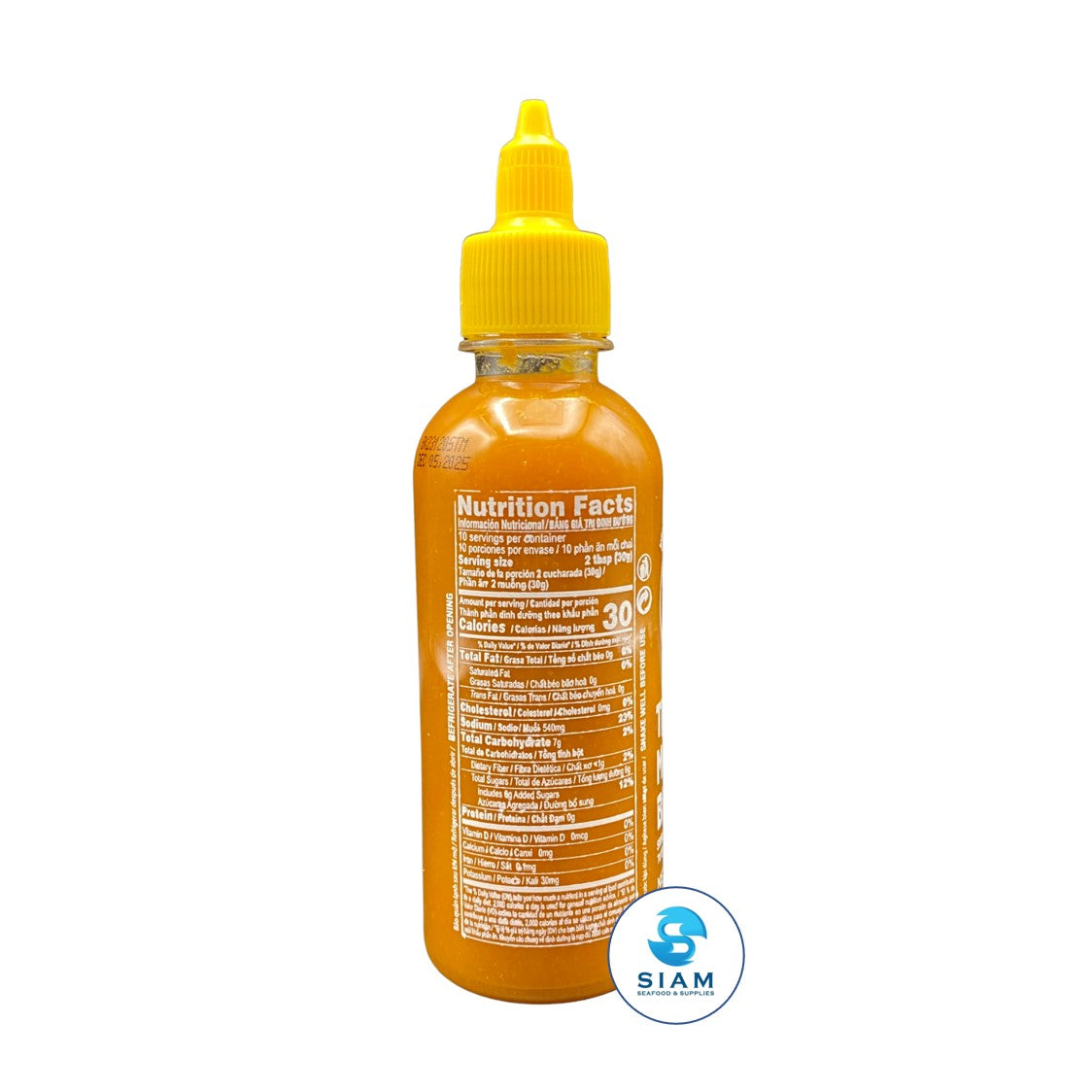 Three Mountains Brand Yellow Sriracha Chili Sauce, Spicy (10 oz) ซอสพริกเหลืองศรีราชา ตราสามภูเขา