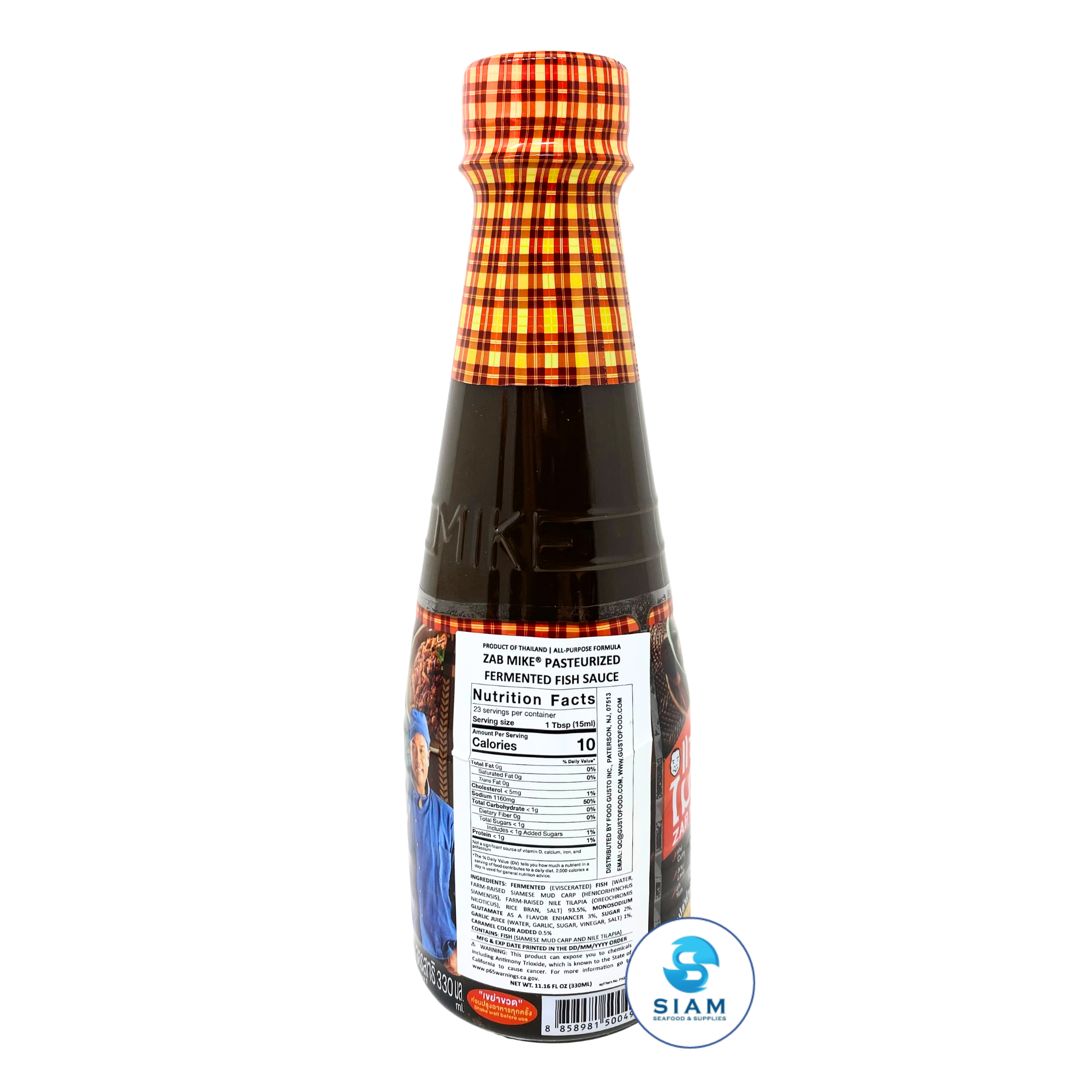 Zab Mike Pasteurized Thai Fermented Fish Sauce (Plara), All-Purpose Formular (11.16 oz) น้ำปลาร้าต้มสุกปรุงรส แซ่บไมค์ สูตรแซ่บทุกเมนู