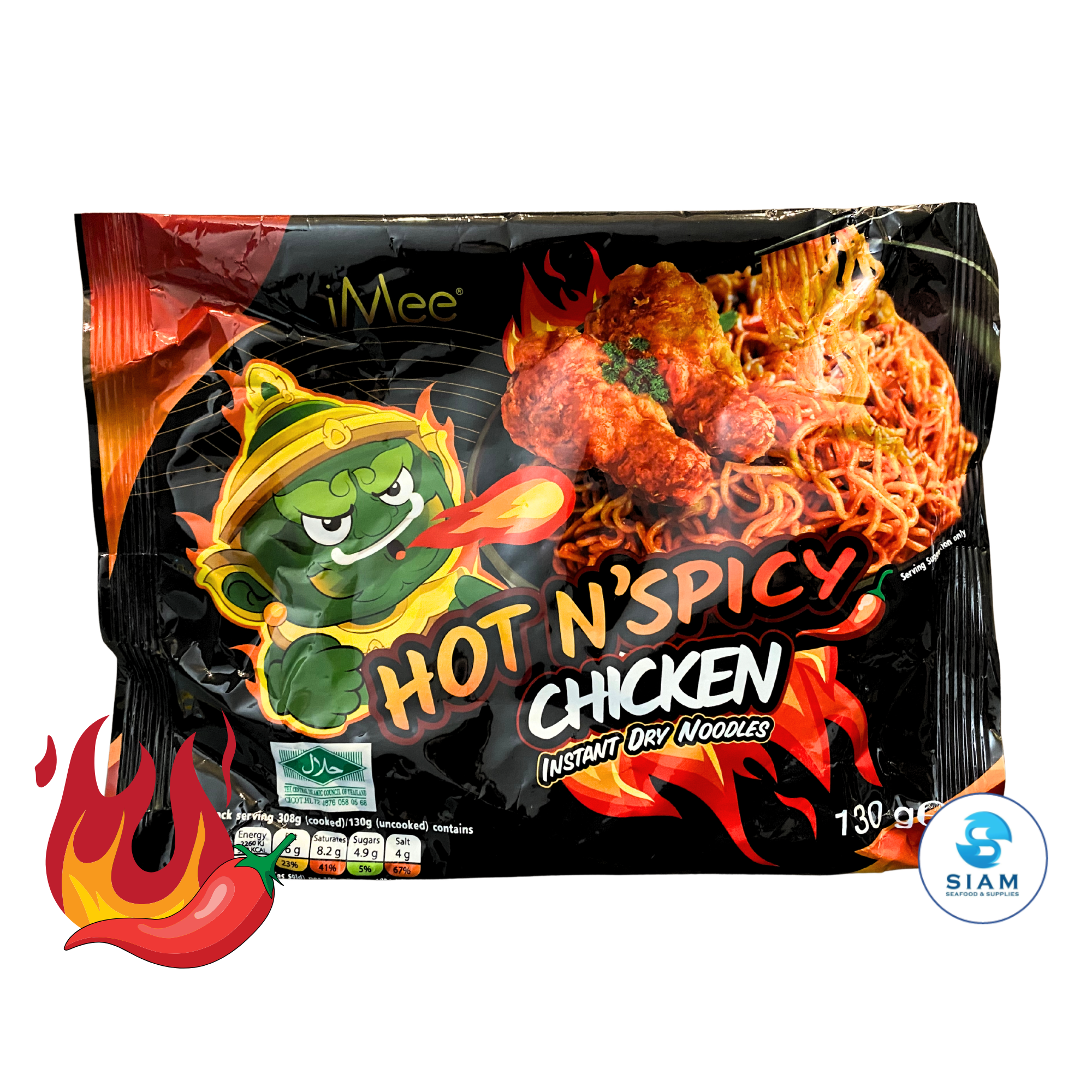 iMee Thai Instant Dry Noodles Hot 'N' Spicy Chicken Flavor (4.58 oz) ก๋วยเตี๋ยวกึ่งสำเร็จรูปแบบแห้ง รสไก่สูตรเผ็ด