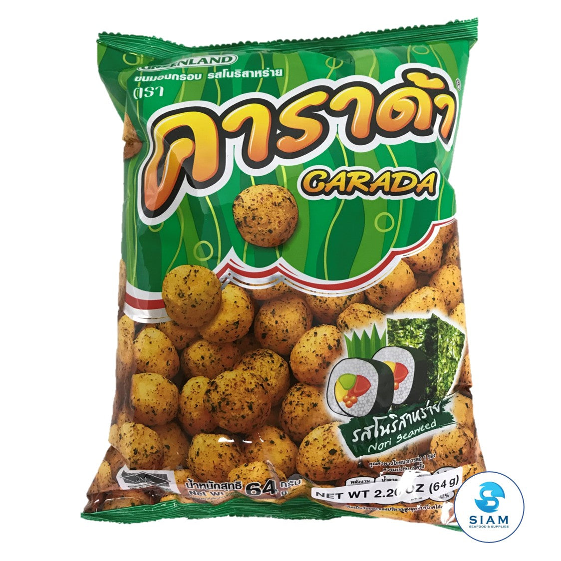 Rice Ball, Nori Seaweed Flavor - Carada (2.3 oz-Net Wt 2.6 oz) คาราด้า รสโนริสาหร่าย shippable Carada