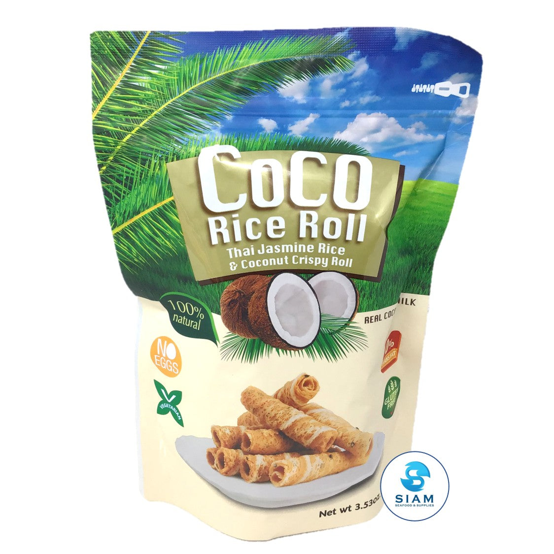 Thai Jasmine Rice & Coconut Crispy Roll, Original Flavor - Coco Rice Roll (3.53 oz) ทองม้วนข้าวหอมมะลิ รสดั้งเดิม shippable Coco Rice Roll