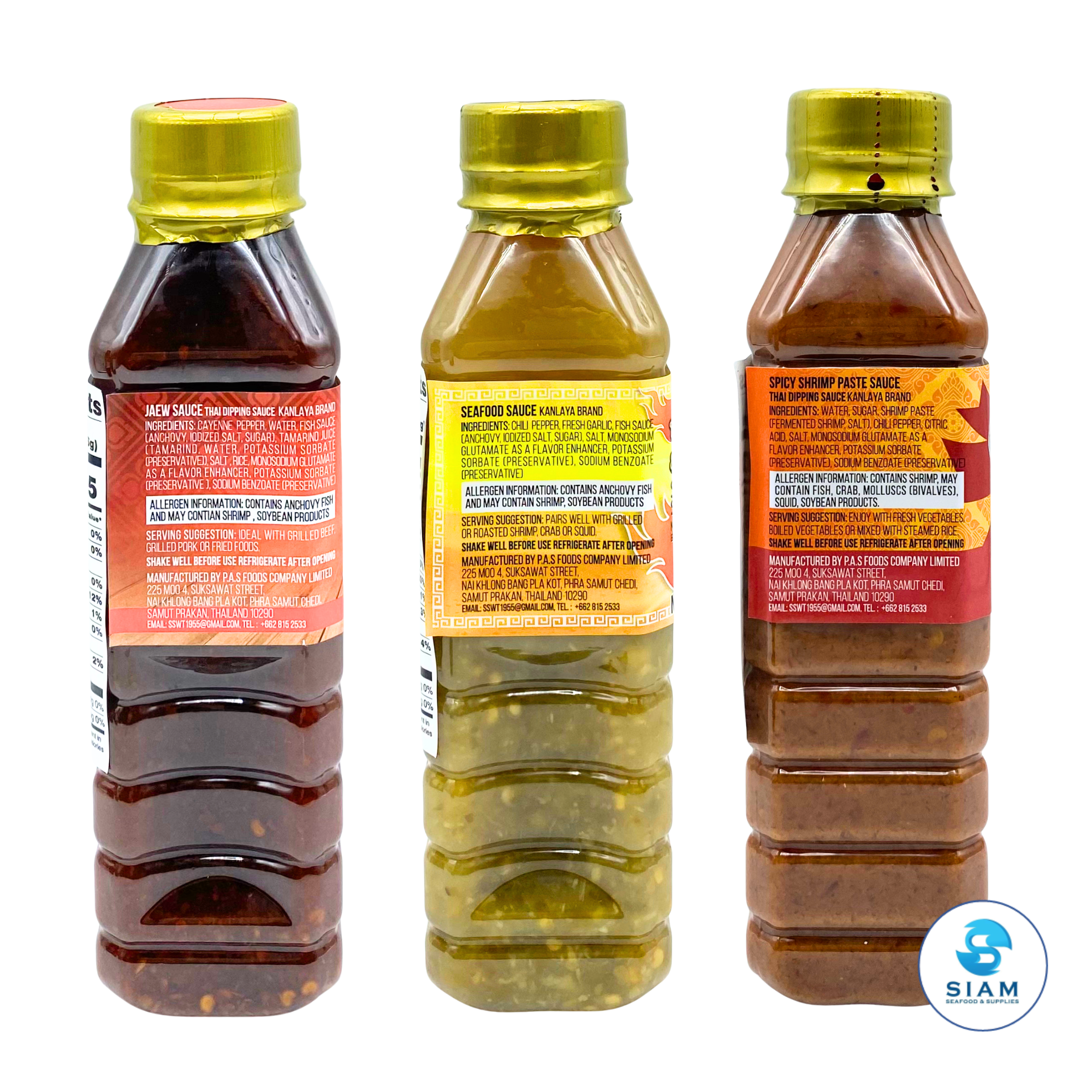 (3-Flavor Pack) Kanlaya Signature Thai Dipping Sauces 9.52 oz (270 g) น้ำจิ้มแจ่ว+น้ำจิ้มซีฟู้ด+น้ำพริกกะปิกุ้ง ตรากัลยา