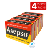 (4-Pack) Asepso Soap with Antibacterial Agent 80g (2.82 oz) สบู่อาเซปโซ สบู่เพื่อสุขภาพ