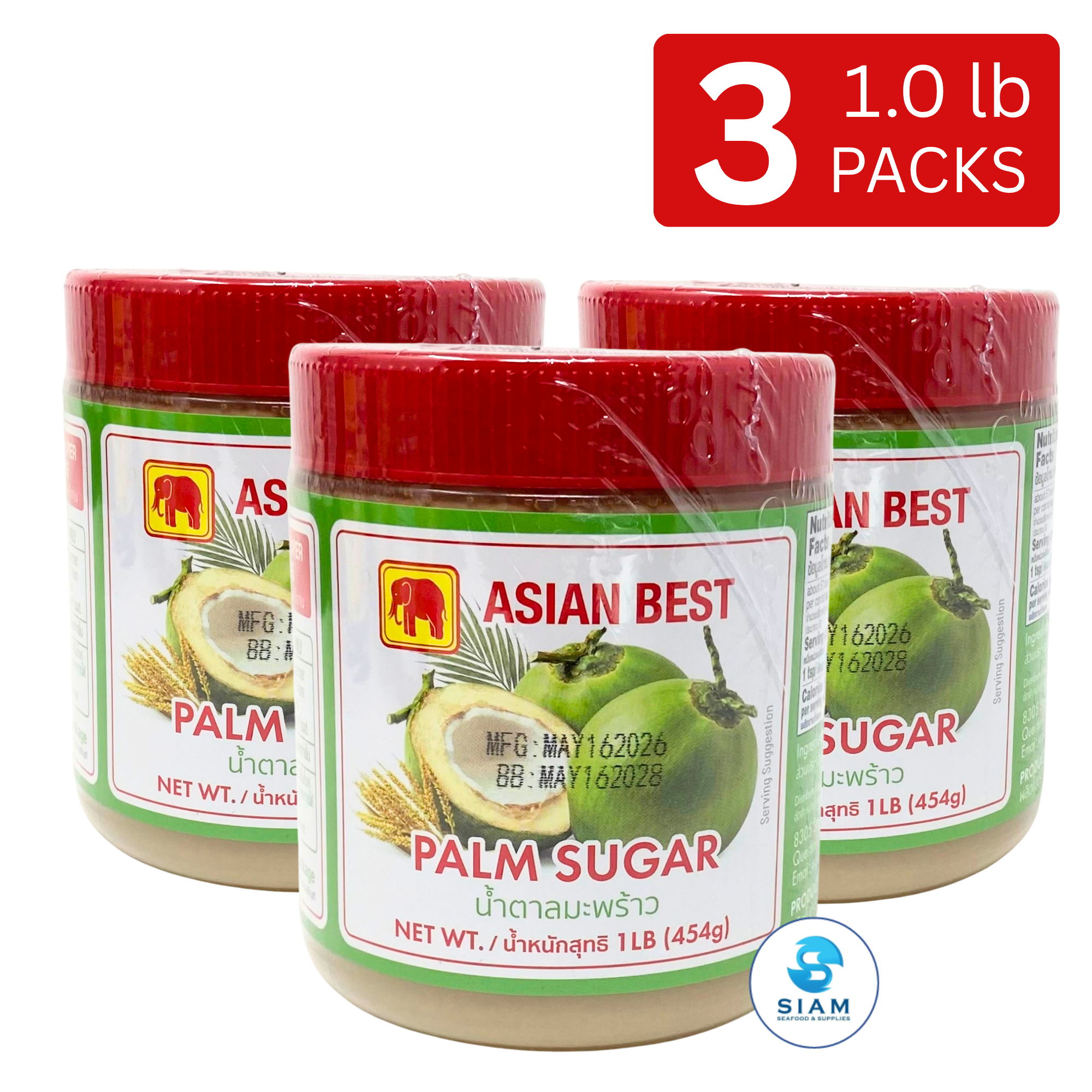 Asian Best Palm Sugar (1 lb) น้ำตาลมะพร้าว (น้ำตาลปี๊บ) เอเชี่ยน เบสท์