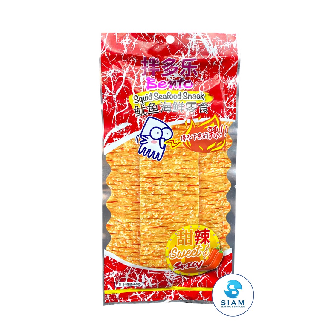 Bento Squid Seafood Snack, Sweet & Spicy Flavor (0.7 oz) เบนโตะ ปลาหมึกอบ รสทรงเครื่อง