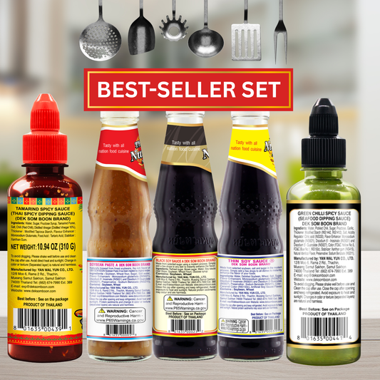 (5-Pack) DEK SOM BOON Best-Seller Thai Sauce Set - Authentic Thai Cooking & Dipping Sauces