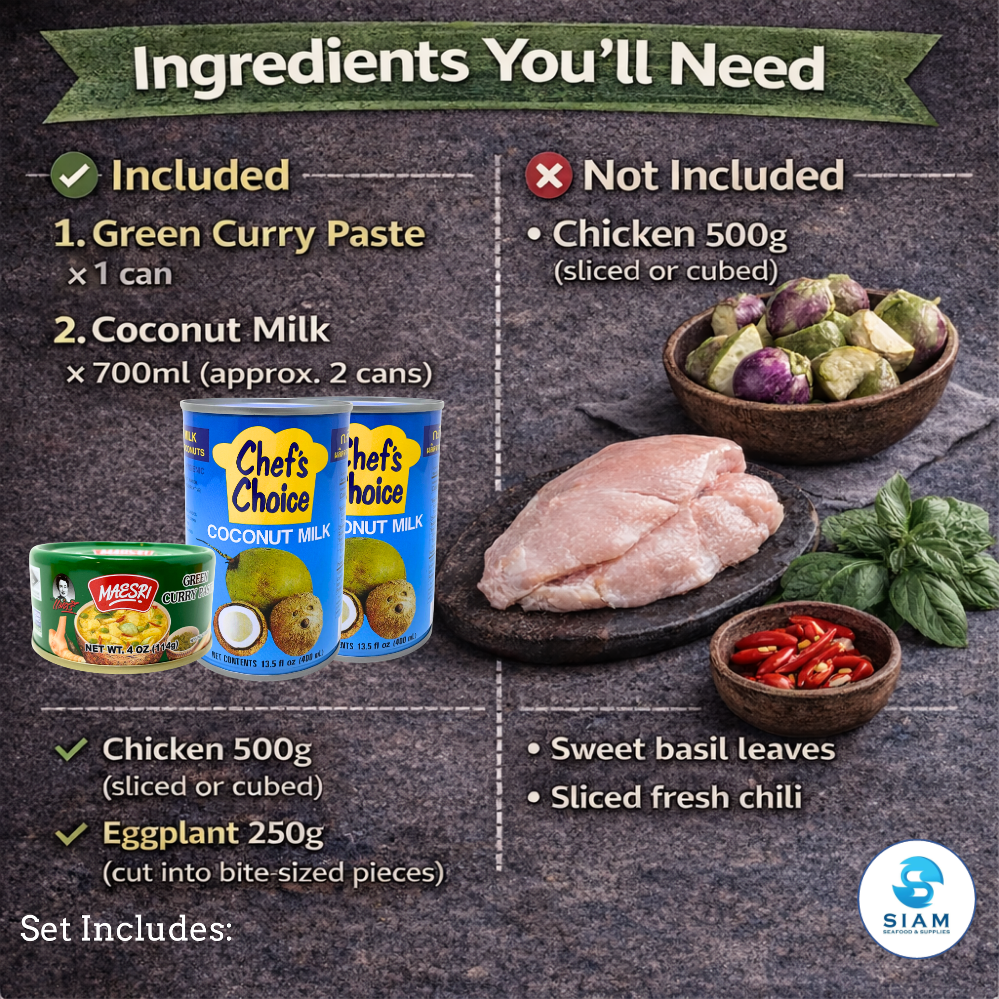 DIY Thai Green Curry Cooking Set (Serves 6-7) ชุดทำแกงเขียวหวานไทย พร้อมปรุง