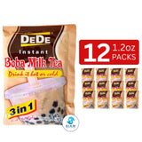 DeDe Instant Boba Milk Tea (12 packets-14.8 oz) ชานมไข่มุกพร้อมชง ตราดีดี