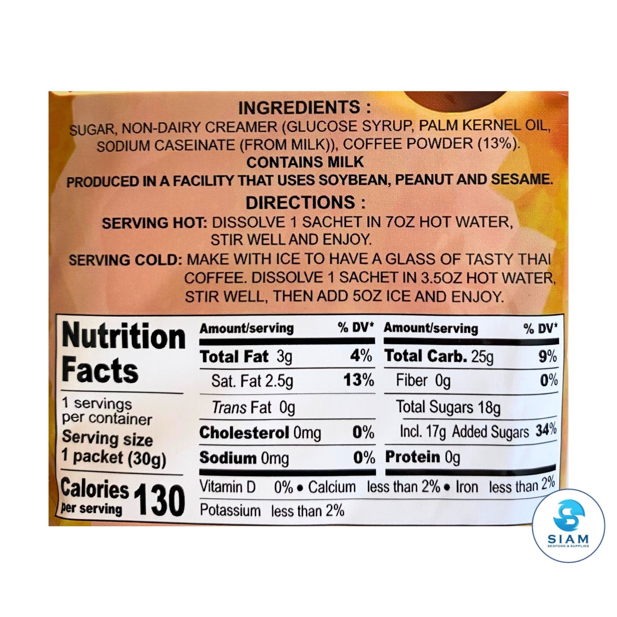 DeDe Instant Thai Coffee (12 packets-10 oz) กาแฟไทยปรุงสำเร็จ ตราดีดี