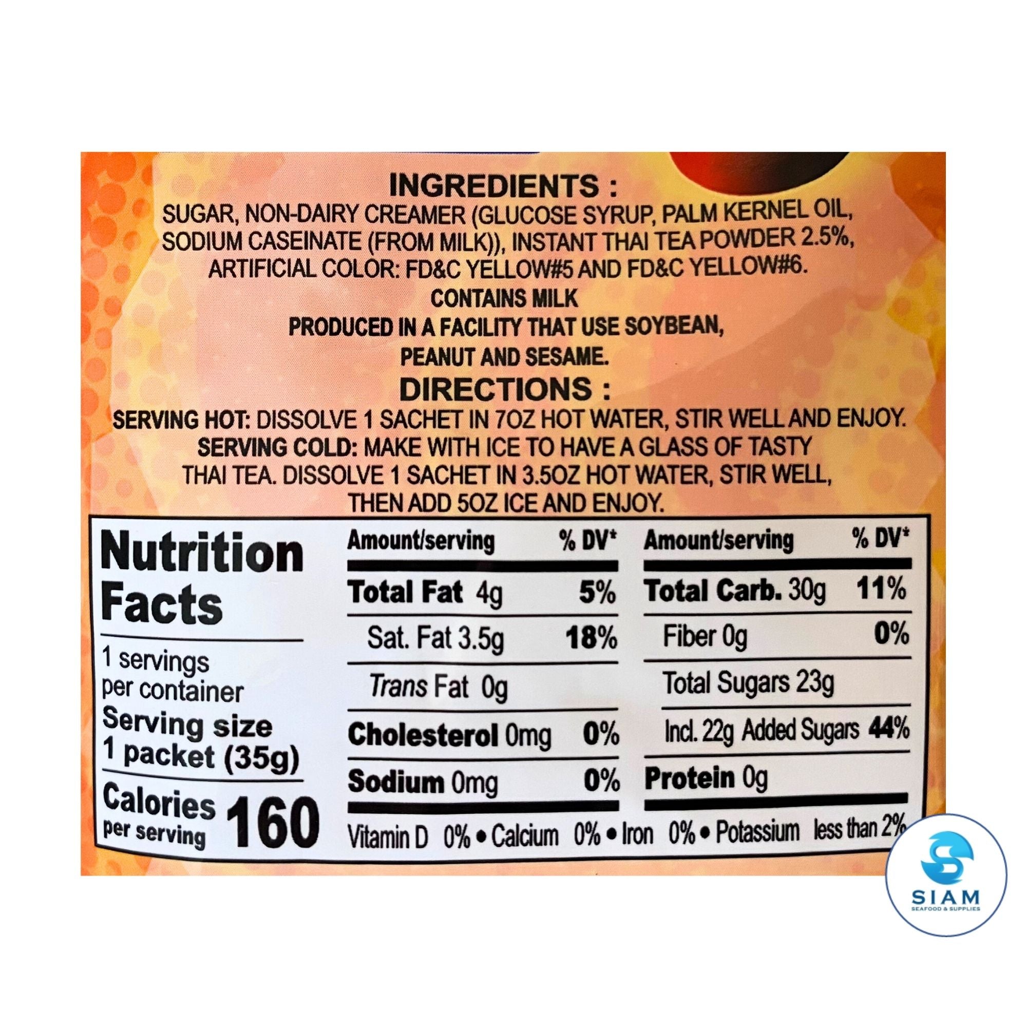 DeDe Instant Thai Tea (12 packets-Net Wt 14.8 oz) ชาไทยปรุงสำเร็จ ตราดีดี