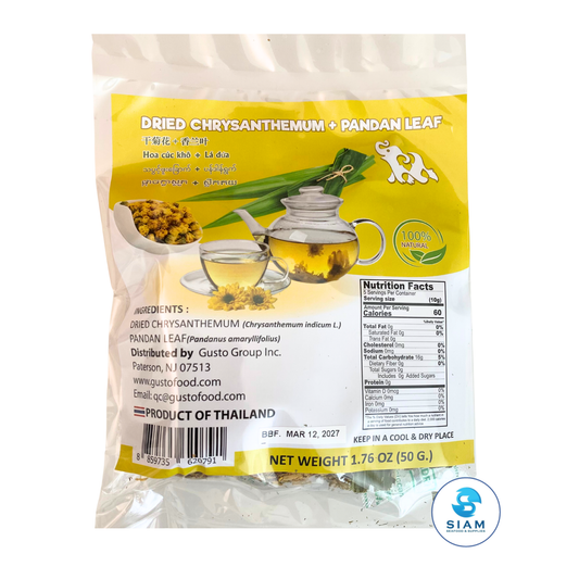 Gusto Dried Chrysanthemum + Pandan Leaf (1.76 oz) ดอกเก็กฮวยผสมใบเตยแห้ง กัสโต้