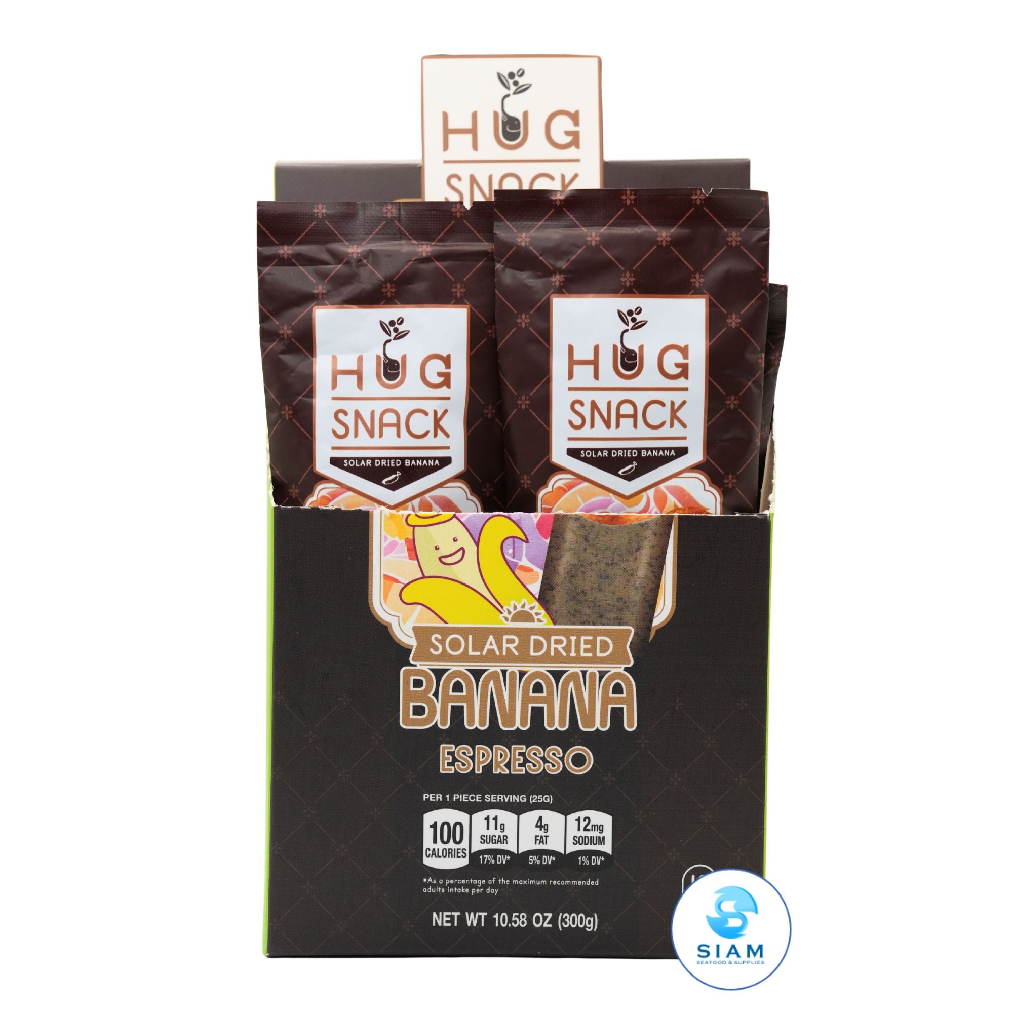 Hug Snack Solar Dried Banana Dipped Espresso (0.9 oz) กล้วยตากอบแห้งพลังงานแสงอาทิตย์ รสกาแฟเอสเปรสโซ่ ตราฮักสแน็ค