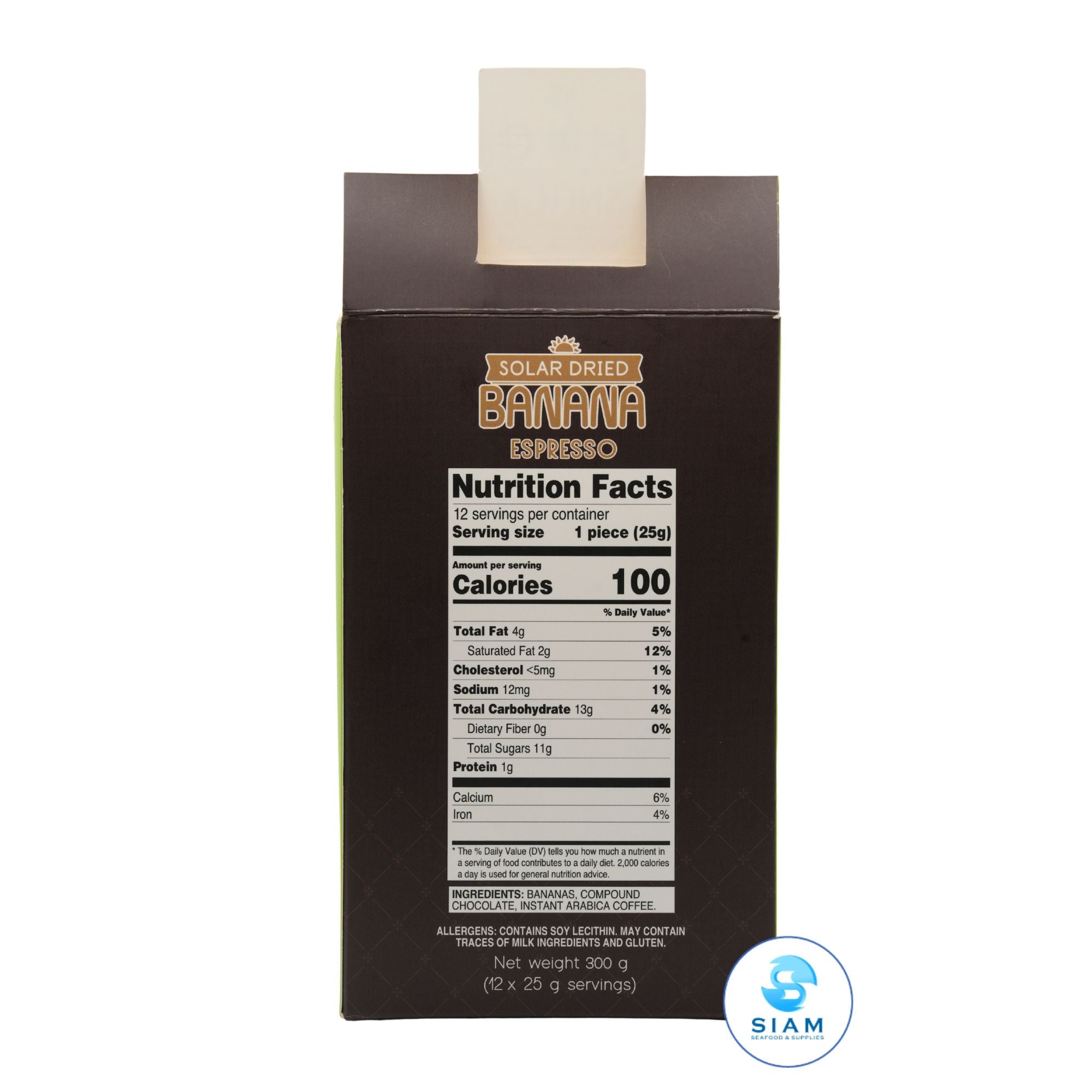 Hug Snack Solar Dried Banana Dipped Espresso (0.9 oz) กล้วยตากอบแห้งพลังงานแสงอาทิตย์ รสกาแฟเอสเปรสโซ่ ตราฮักสแน็ค