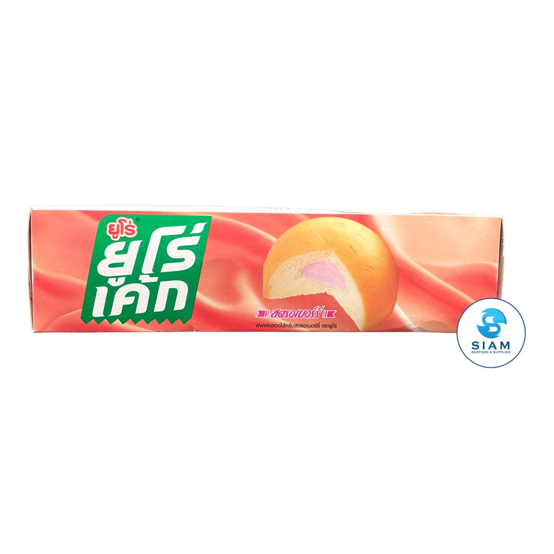 Euro Puff Cake and Strawberry Cream (6 packs-5.08 oz) ยูโร่ พัฟเค้กสอดไส้ครีมสตรอเบอร์รี่