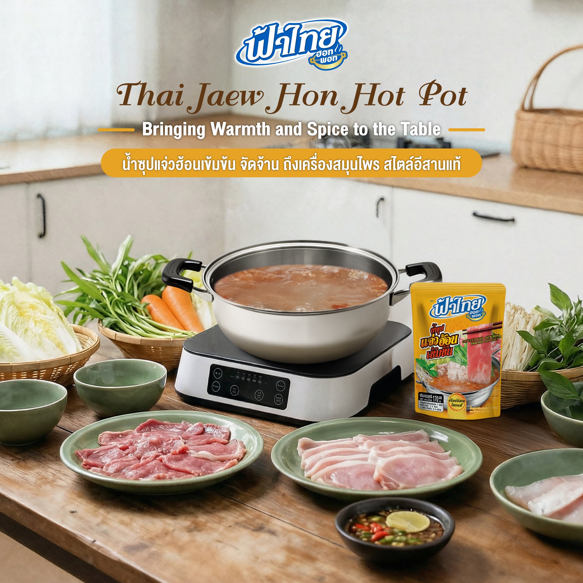 FaThai Concentrated Jaew Hon Thai Hot Pot Soup (5.75 fl oz) น้ำซุปแจ่วฮ้อนเข้มข้นกึ่งสำเร็จรูป ฟ้าไทย