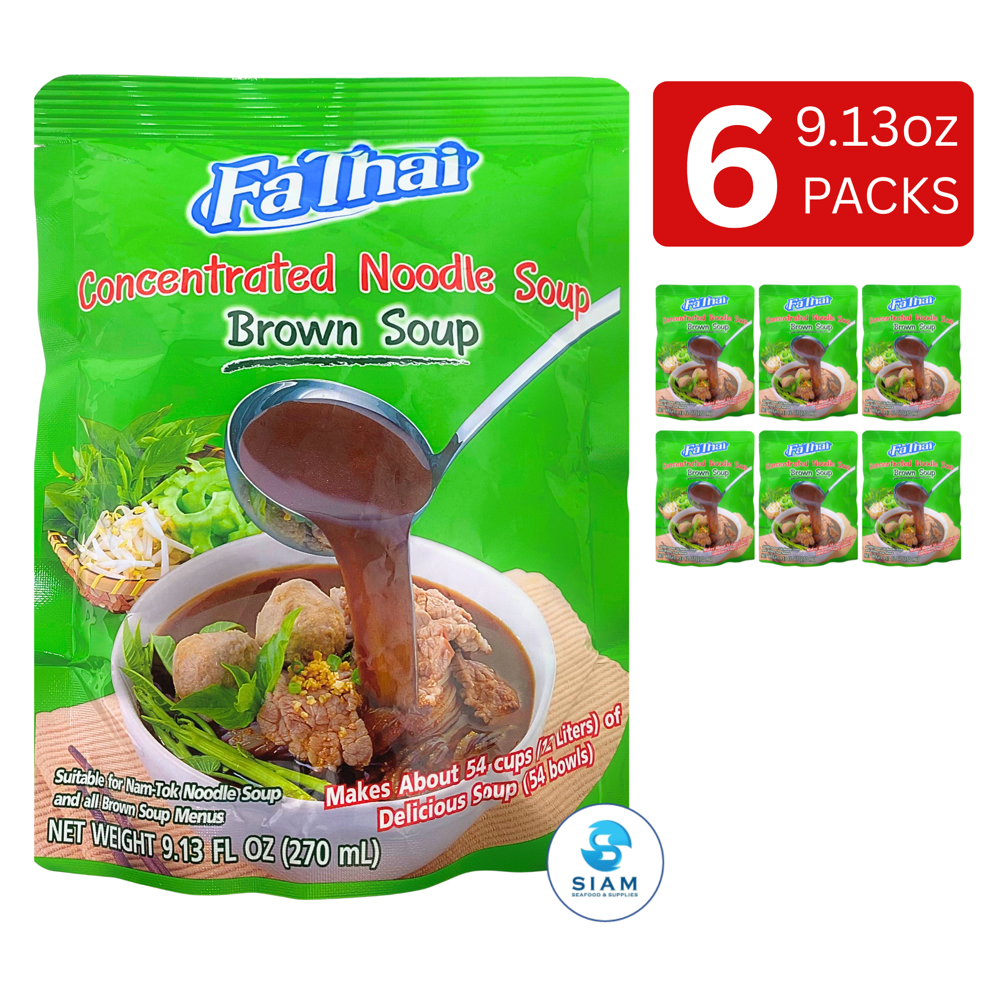 FaThai Concentrated Noodle Soup, Brown Soup (9.13 fl oz) น้ำก๋วยเตี๋ยวสำเร็จรูปเข้มข้น น้ำข้น ฟ้าไทย