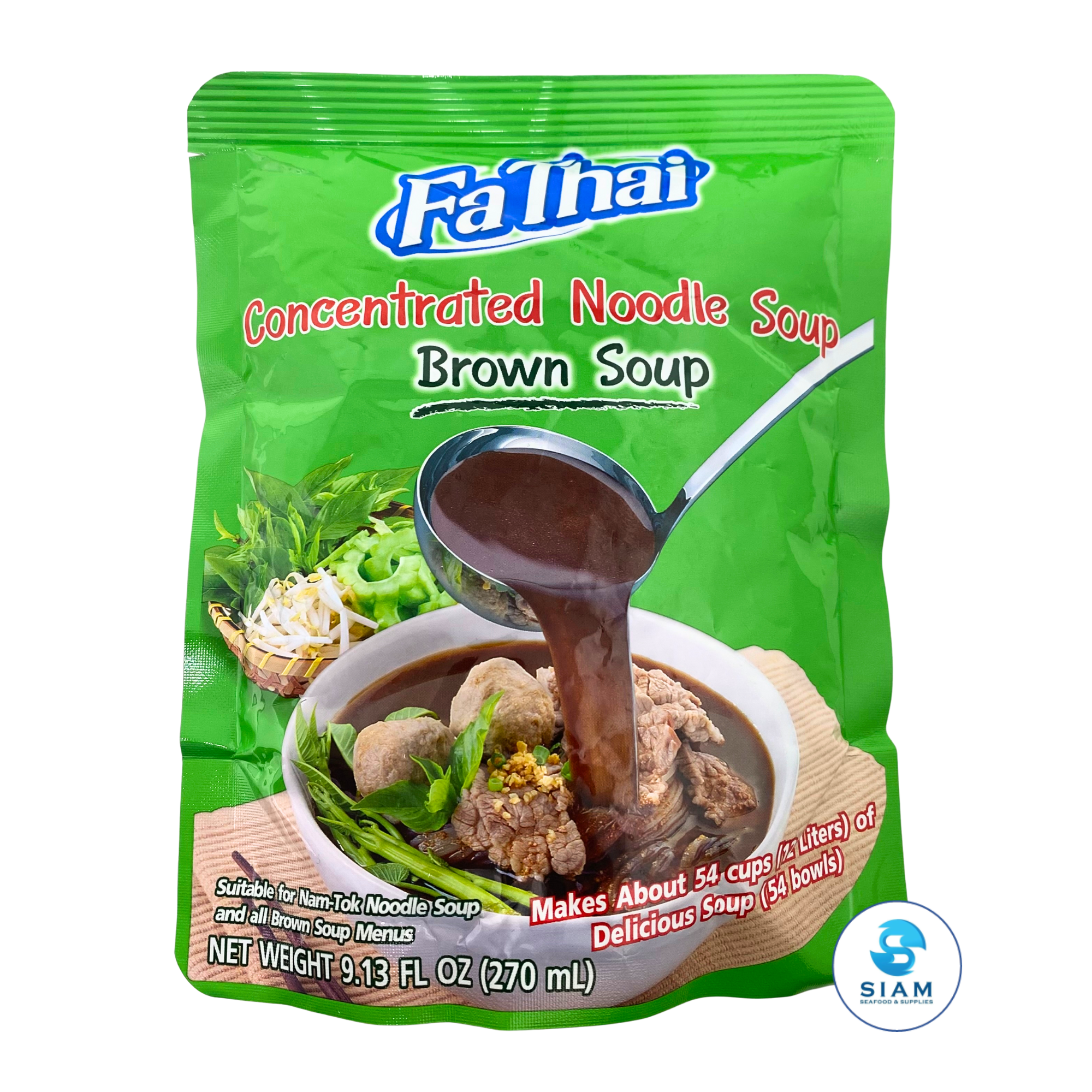 FaThai Concentrated Noodle Soup, Brown Soup (9.13 fl oz) น้ำก๋วยเตี๋ยวสำเร็จรูปเข้มข้น น้ำข้น ฟ้าไทย