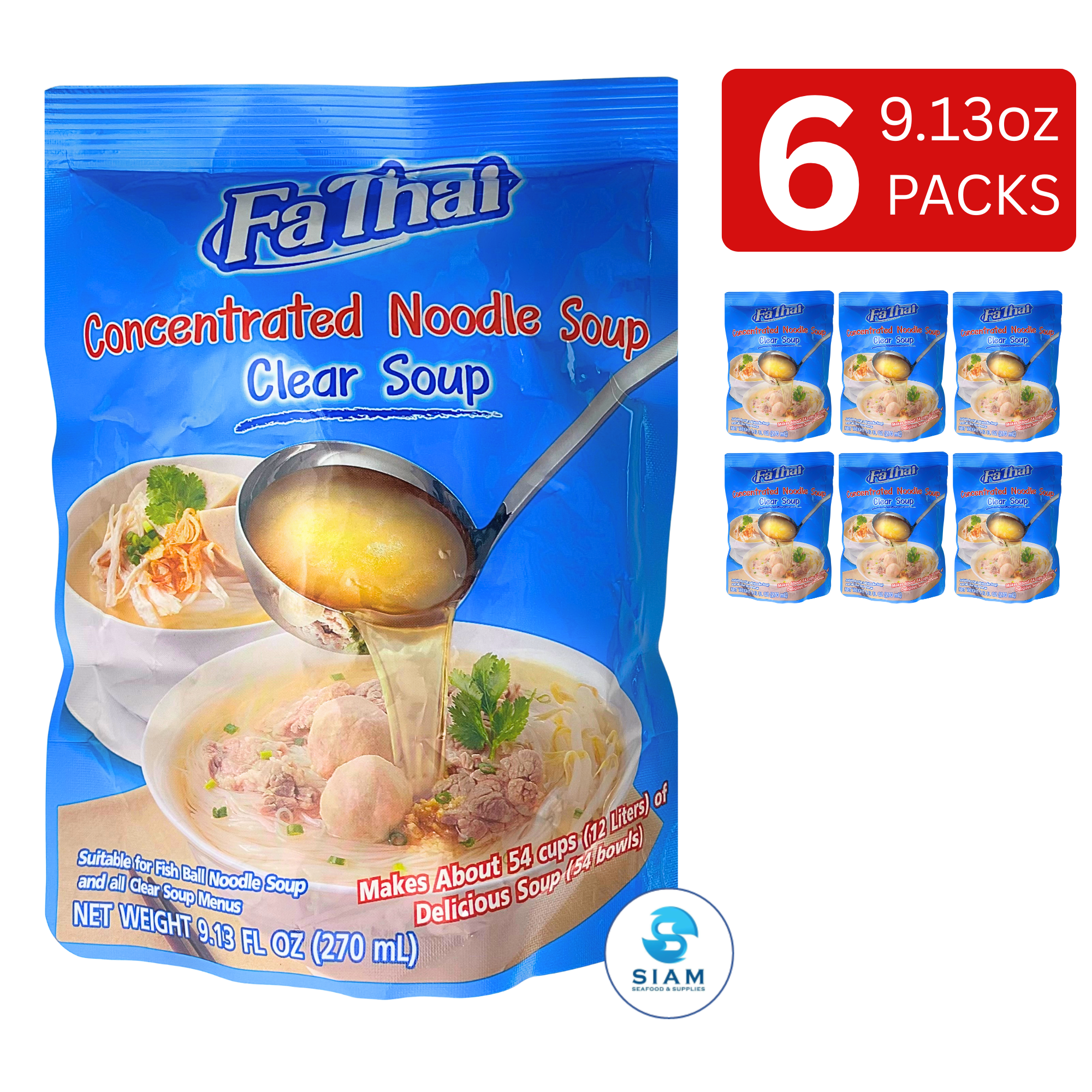FaThai Concentrated Noodle Soup, Clear Soup (9.13 fl oz) น้ำก๋วยเตี๋ยวสำเร็จรูปเข้มข้น น้ำใส ฟ้าไทย