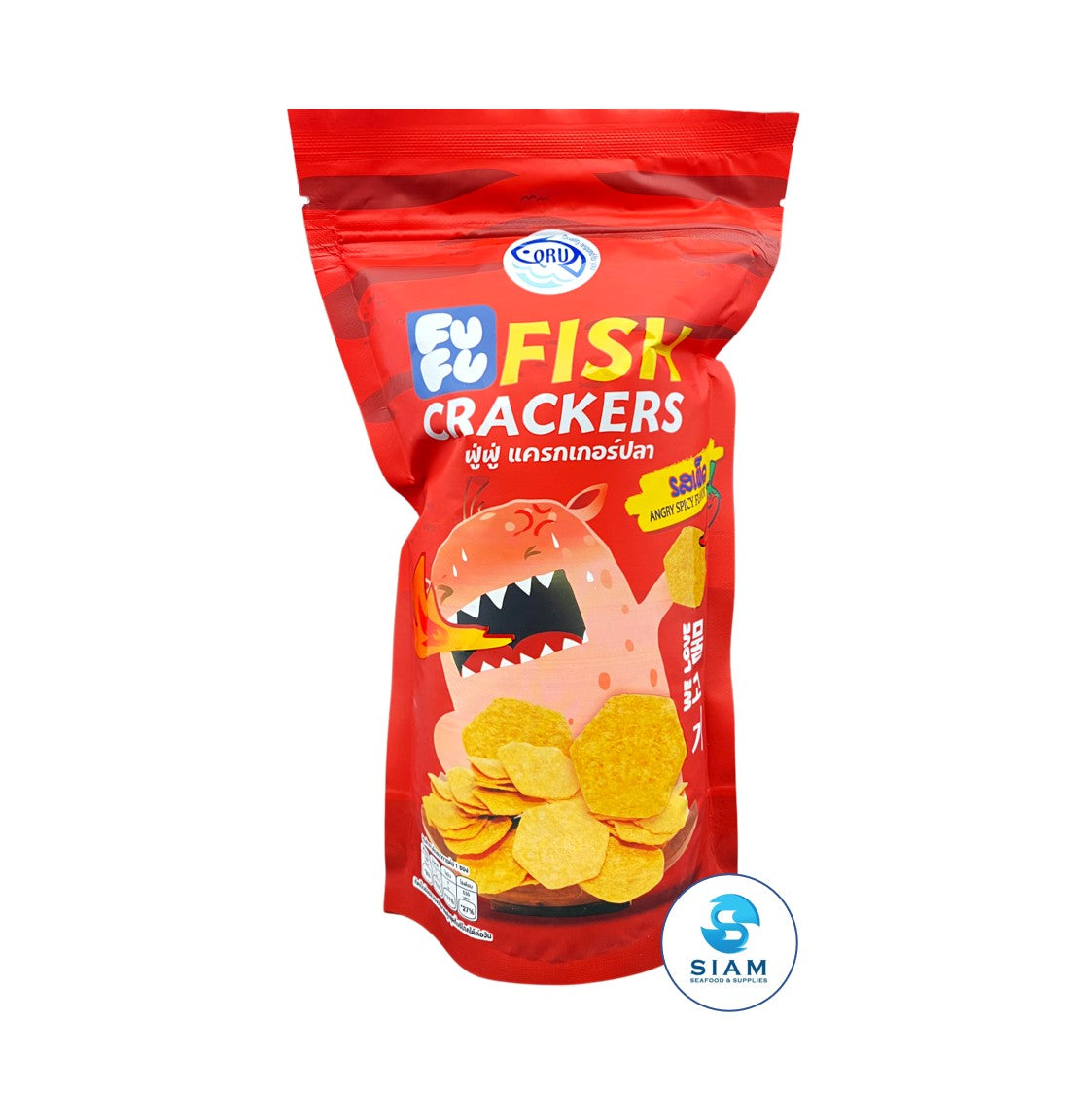 Fu Fu Fish Cracker, Angry Spicy Flavor (1.05 oz) แครกเกอร์ปลา รสเผ็ด ฟู่ฟู่