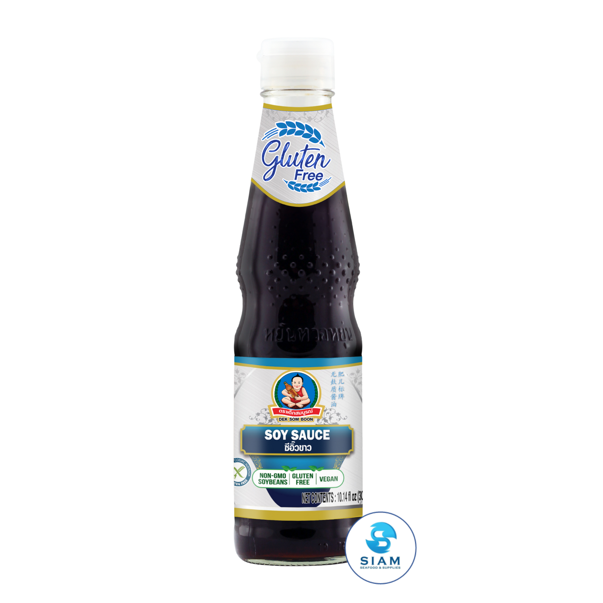 DEK SOM BOON Gluten Free Soy Sauce 300ml, Vegan (10.14 fl oz) ซีอิ๊วขาว กลูเตนฟรี ตราเด็กสมบูรณ์