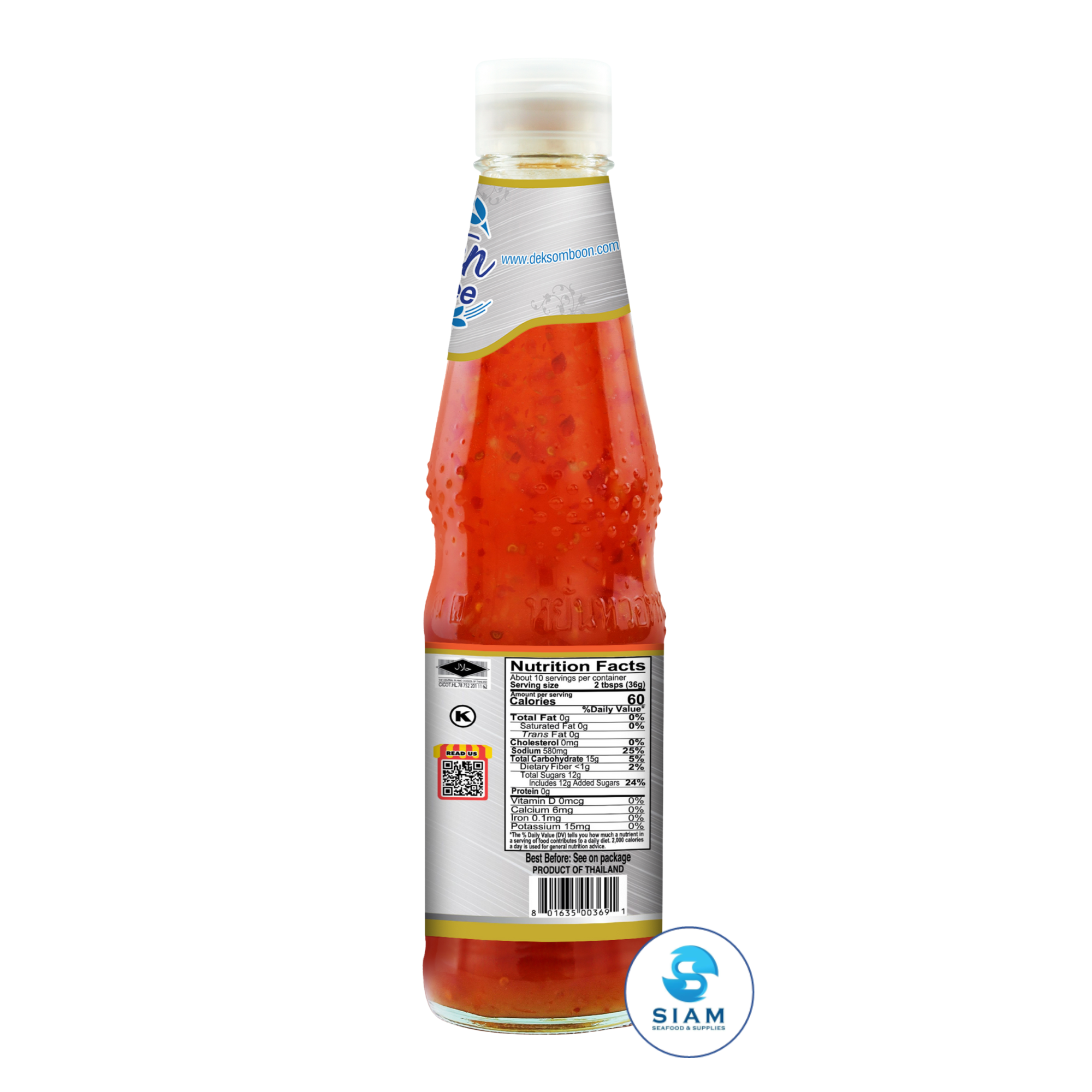 DEK SOM BOON Gluten Free Sweet Chili Sauce 350g, Vegan (12.35 oz) น้ำจิ้มไก่ กลูเตนฟรี ตราเด็กสมบูรณ์