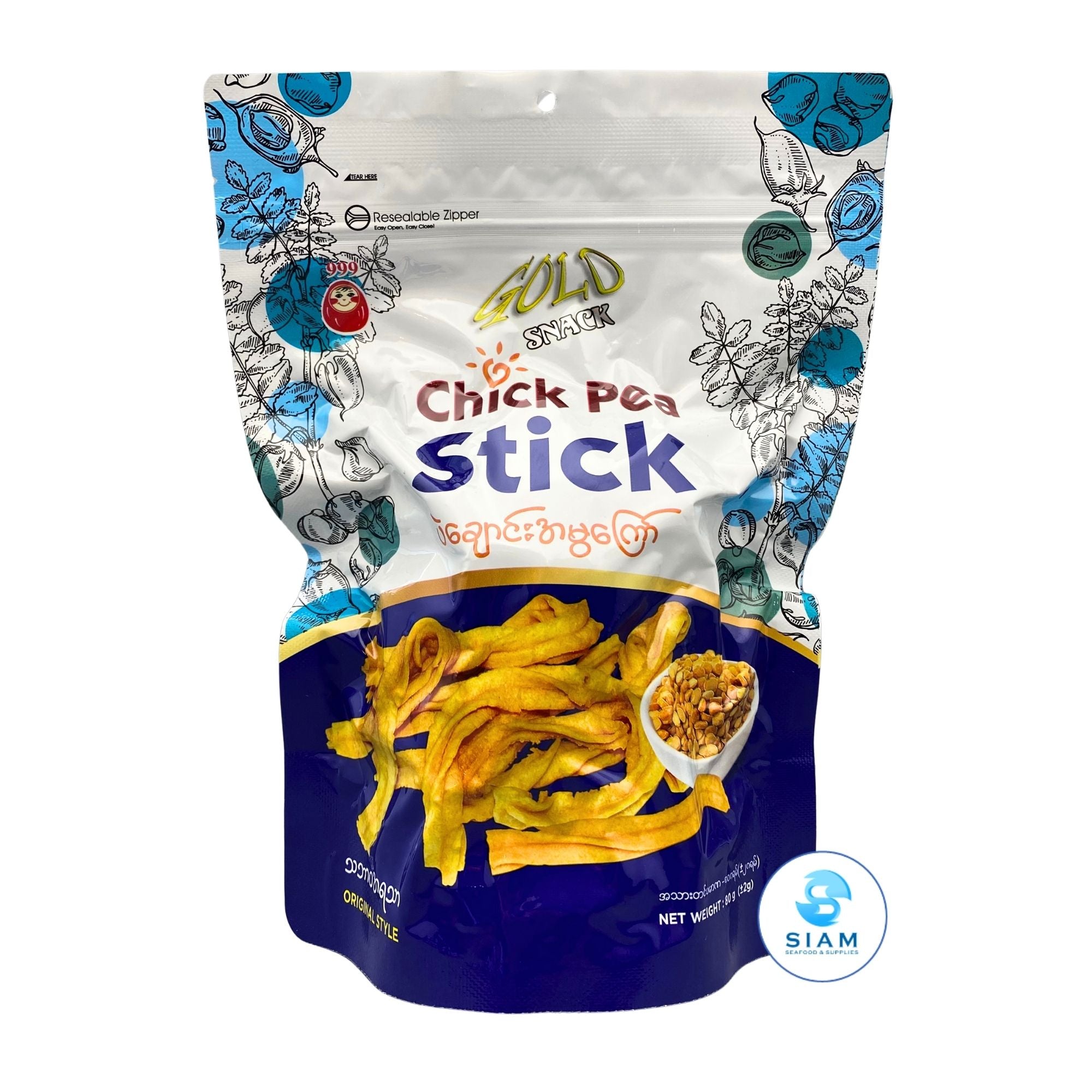 Gold Snack Myanmar Chick Pea Stick, Original Style (2.82 oz)
