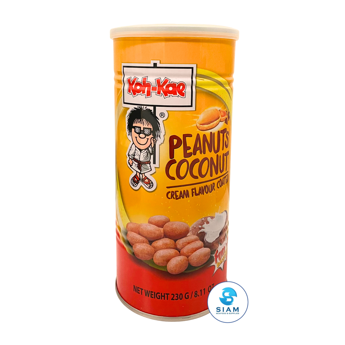 Koh-Kae Peanut Snack, Coconut Cream Flavor Coated (8.11 oz) ถั่วลิสงอบกรอบโก๋แก๋ รสกะทิ
