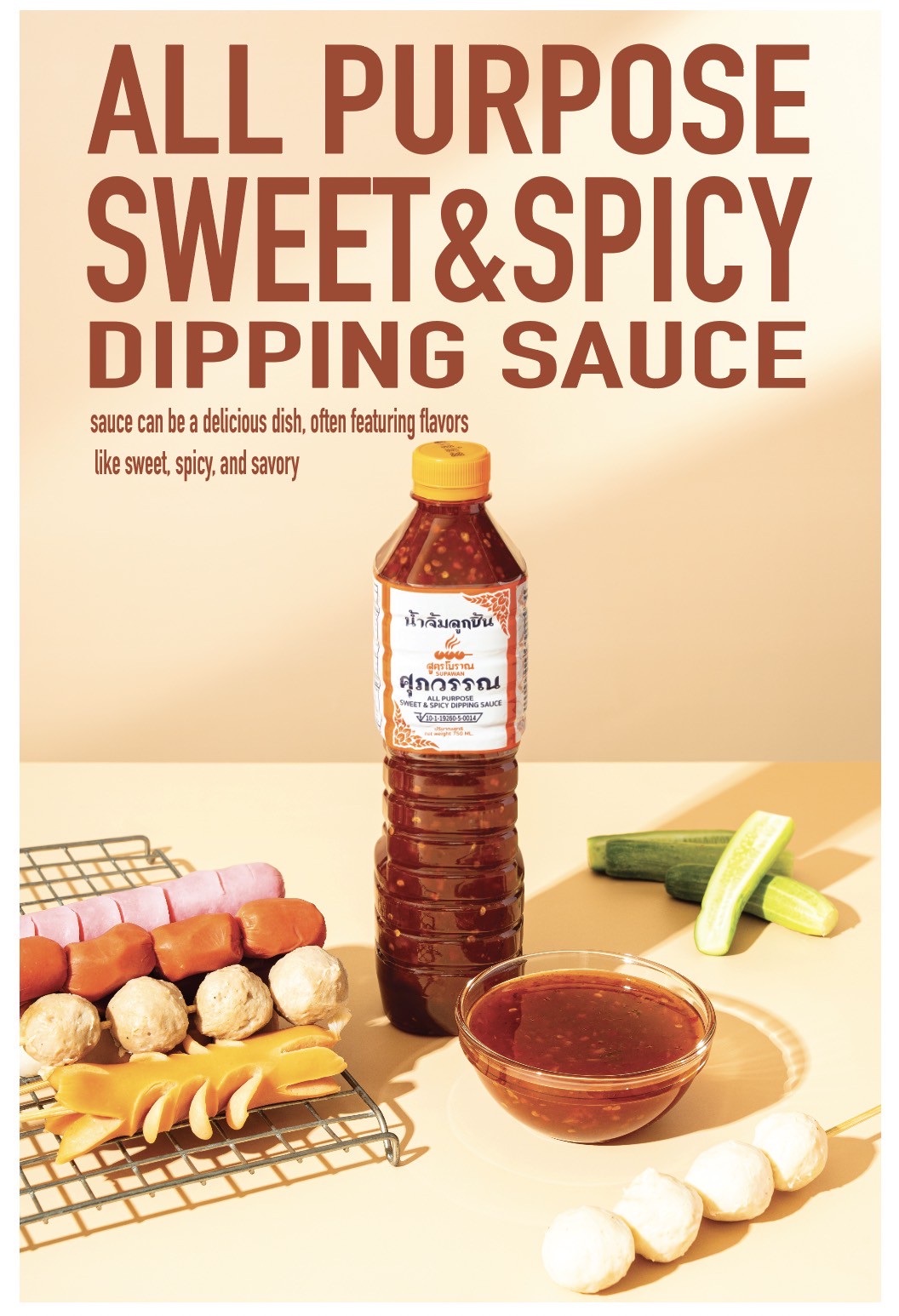 Supawan Sweet and Spicy Dipping Sauce, All Purpose (26.5 oz) น้ำจิ้มลูกชิ้น สูตรโบราณ ศุภวรรณ