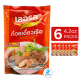 Lerros Instant Thai Boat Noodle, Dried Rice Noodle (4.2 oz) ก๋วยเตี๋ยวเรือกึ่งสำเร็จรูปเลอรส เส้นเล็กอบแห้ง