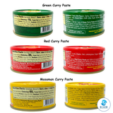 (6-Pack) MaeSri Classic Thai Restaurant Set C, 2 Green, 2 Red, 2 Massaman Curry Pastes (4 oz) น้ำพริกแกง แม่ศรี ชุดยอดนิยม C