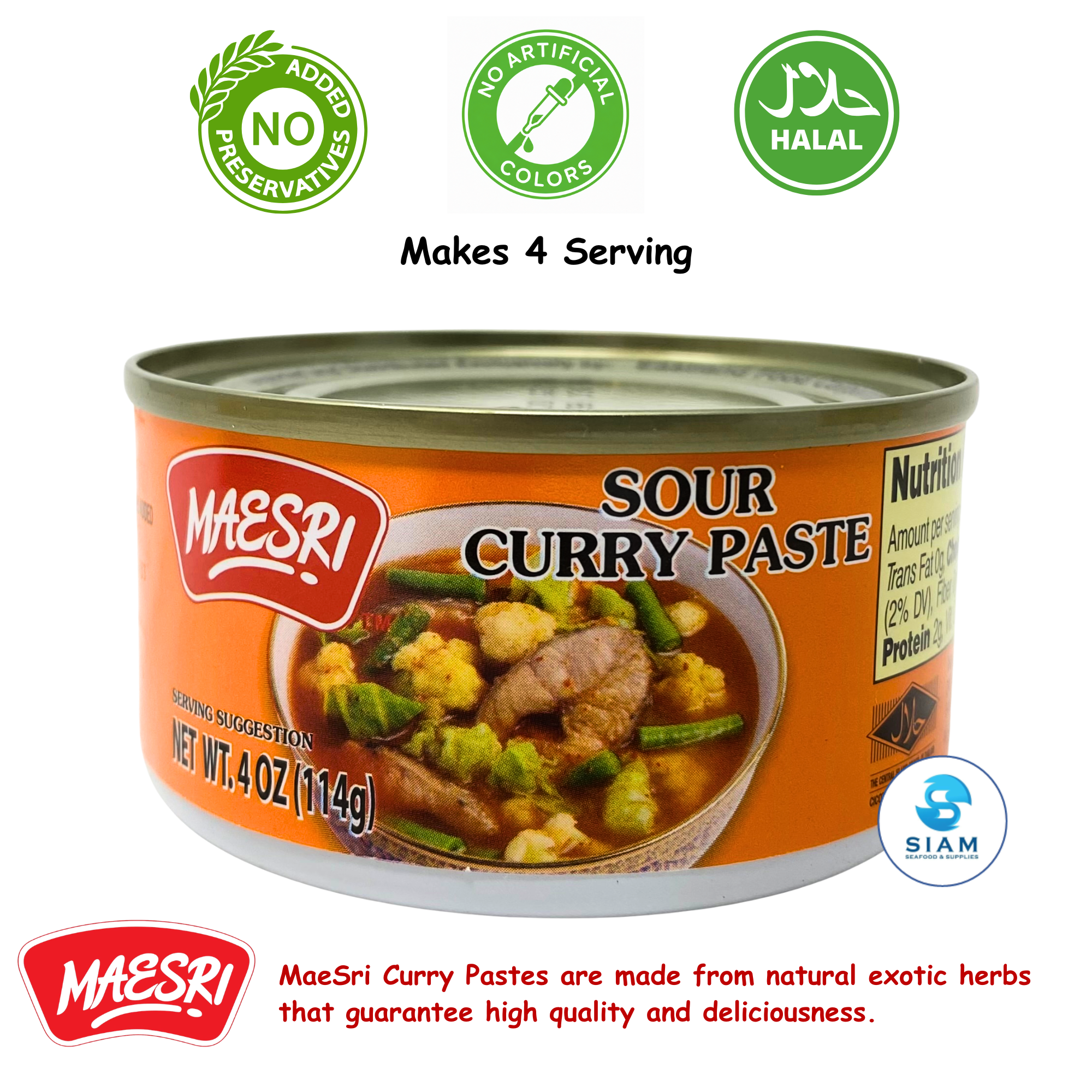 MaeSri Sour Curry Paste (Gaeng Som) (4 oz) น้ำพริกแกงส้ม แม่ศรี